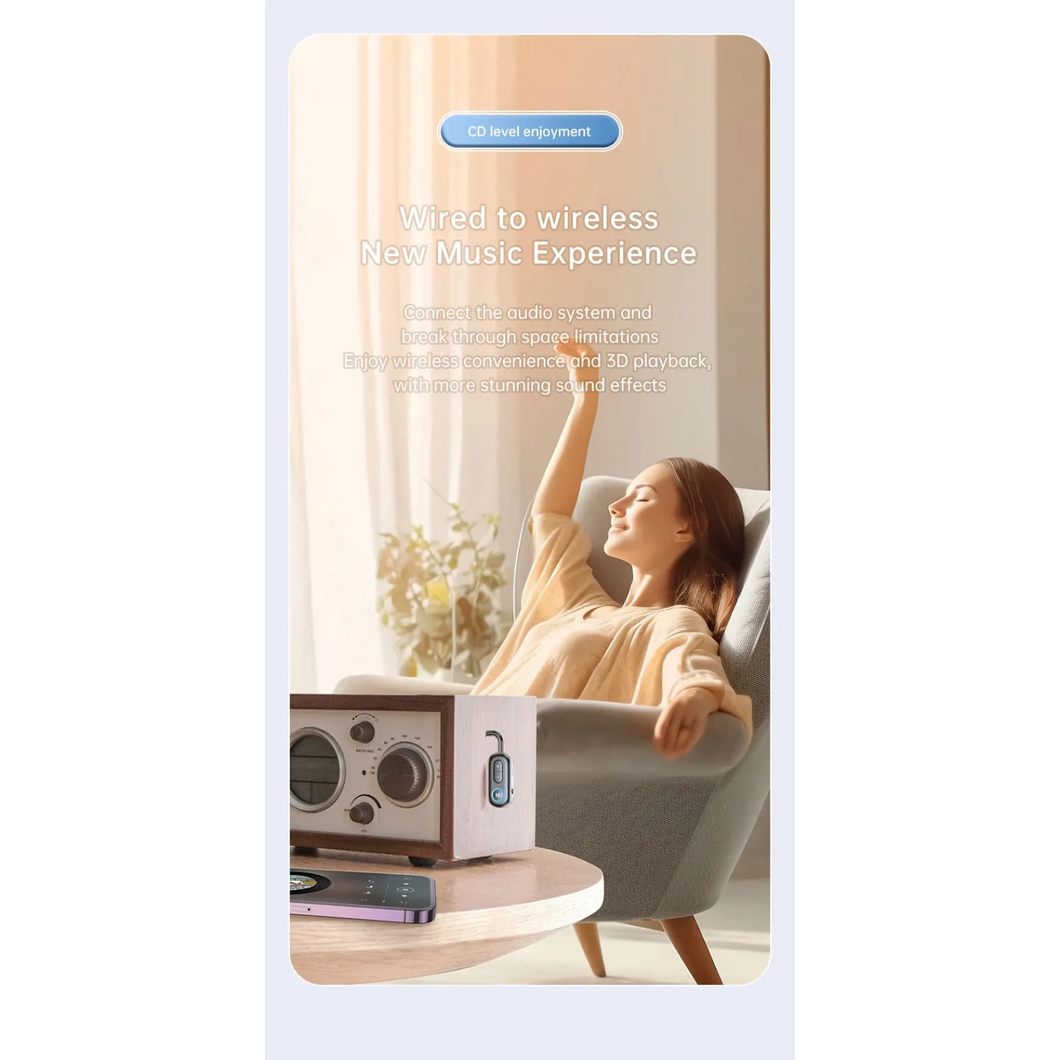 Émetteur récepteur Bluetooth 5,4 Récepteur Émetteur voiture avion auxiliaire deux en un émetteur sans fil 3,5&nbsp;mm adaptateur BT auxiliaire