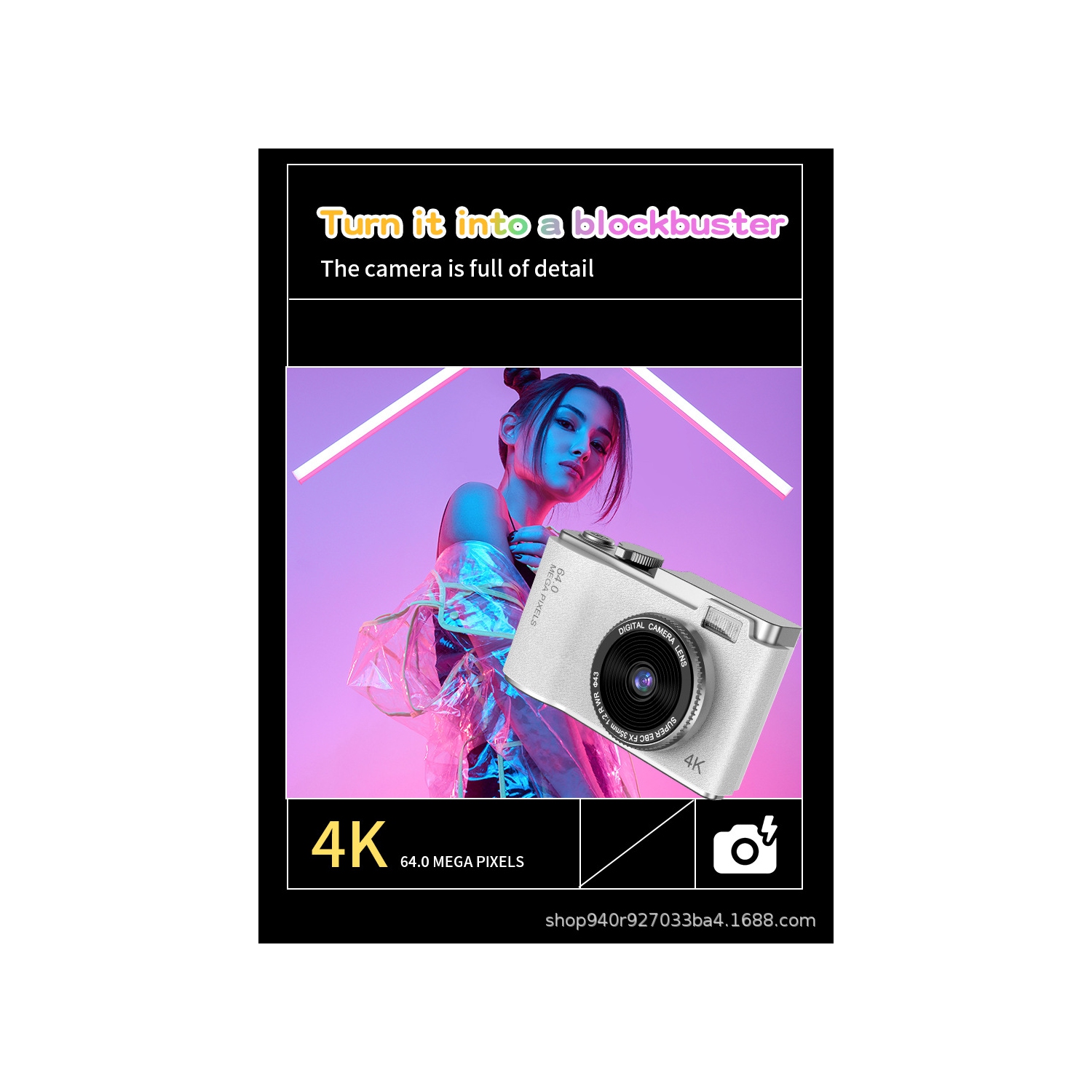 New CCD style retro 4K HD portable camera student digital camera gift new camera Selfie dual-lens camera photography portable-pink + 32G memory card