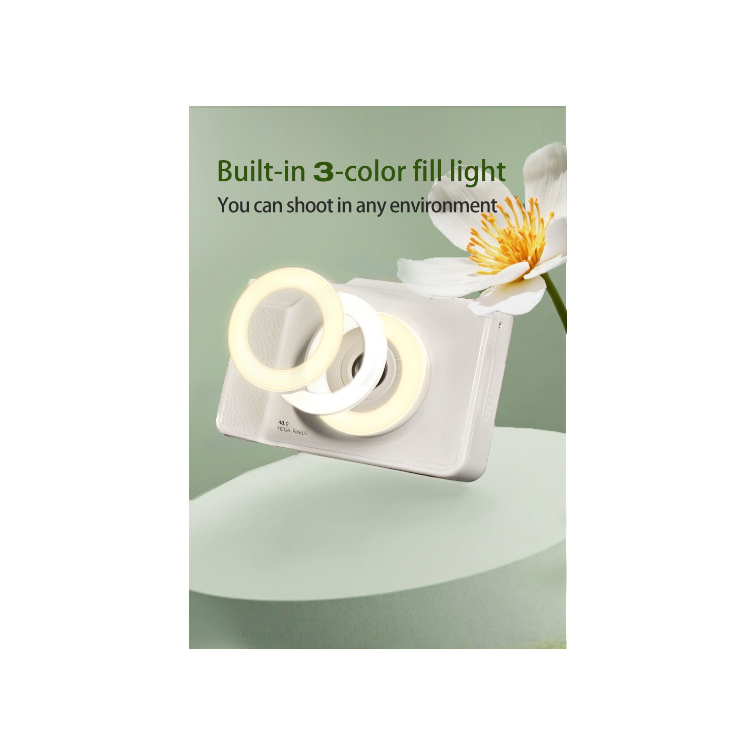 6400W HD flip screen camera digital camera card camera shooting camera student entry-level CCD camera white + 32G memory card + card reader +