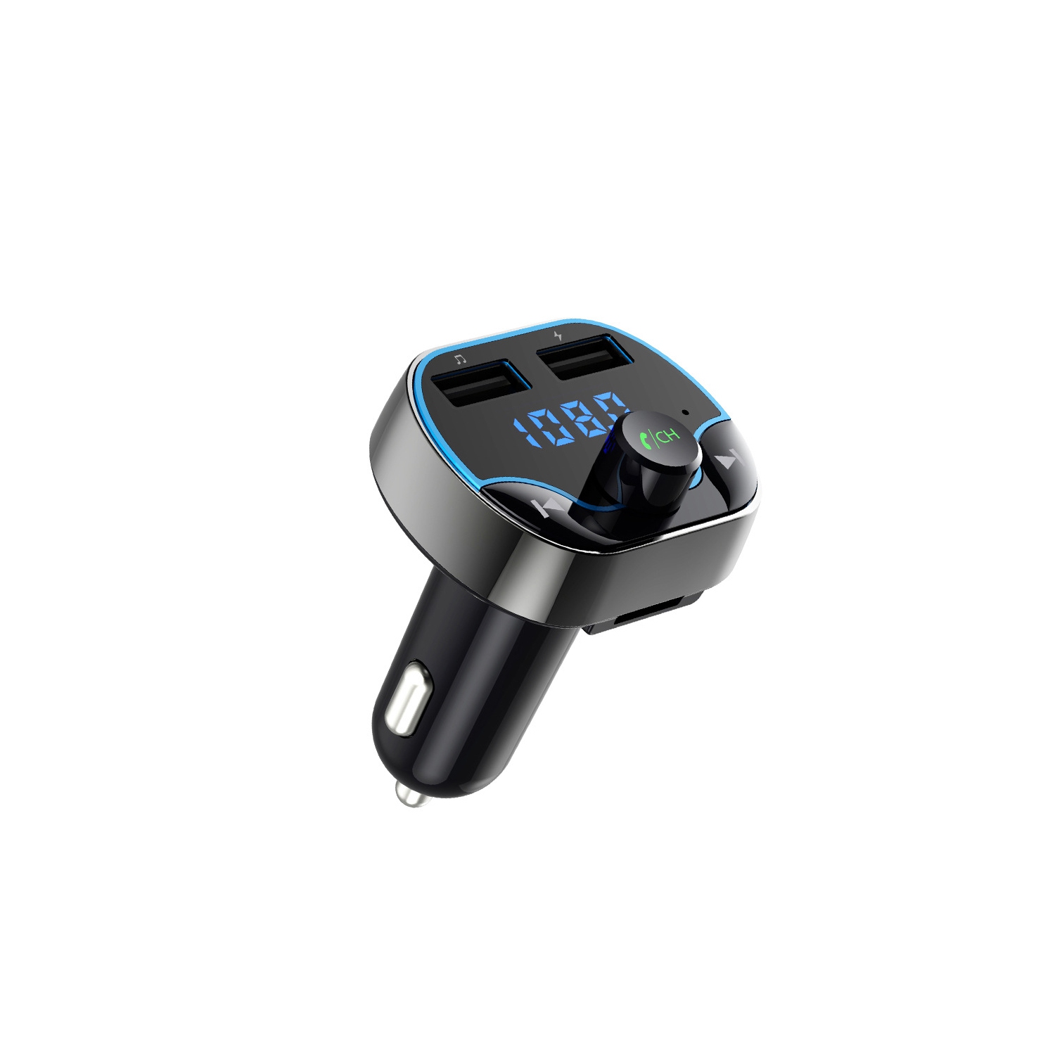 Émetteur FM Zhitong Recharge rapide Navigation vocale voiture téléphone mains libres lecteur MP3 USB chargeur voiture langue sans fil Bluetooth