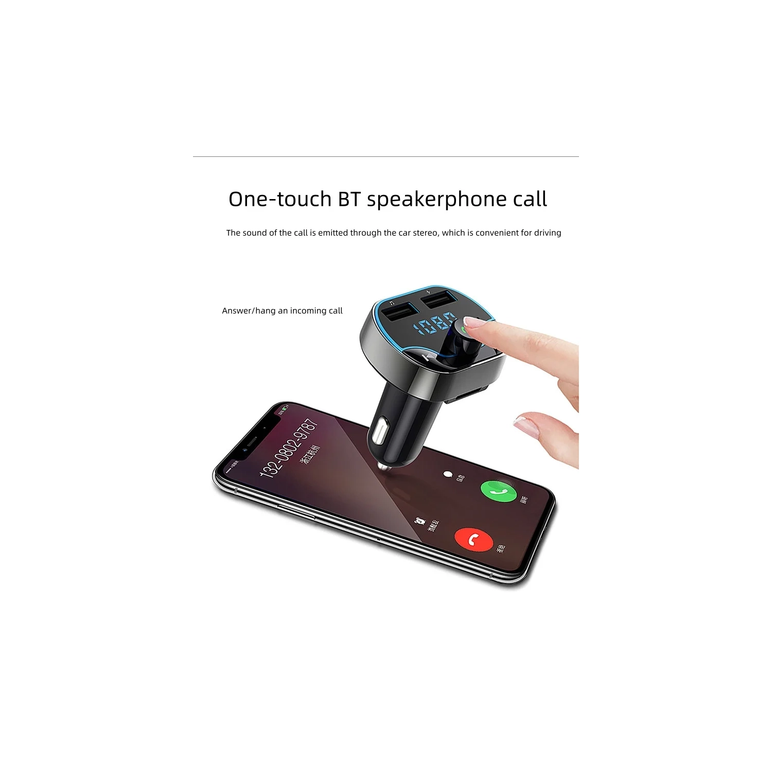 Émetteur FM Zhitong Recharge rapide Navigation vocale voiture téléphone mains libres lecteur MP3 USB chargeur voiture langue sans fil Bluetooth