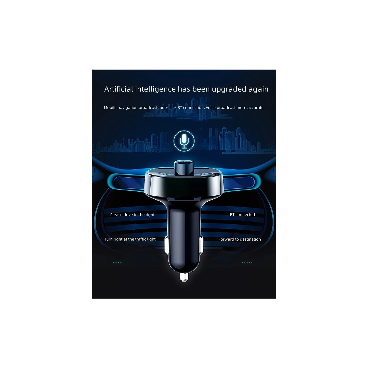 Émetteur FM Zhitong Recharge rapide Navigation vocale voiture téléphone mains libres lecteur MP3 USB chargeur voiture langue sans fil Bluetooth