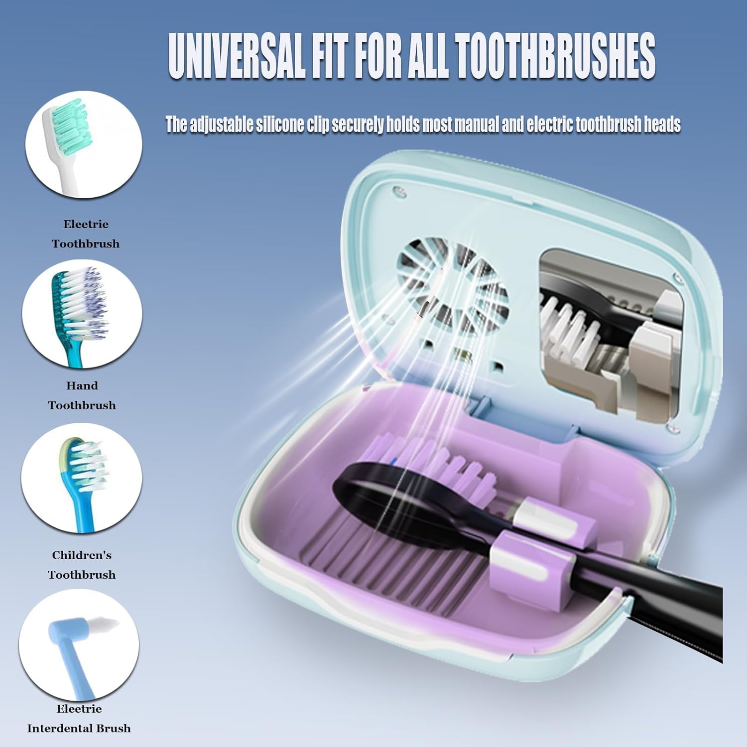 Étui et support pour brosse à dents électrique de voyage avec support pour brosse à dents électrique UV-C et support pour brosse à dents rechargeable