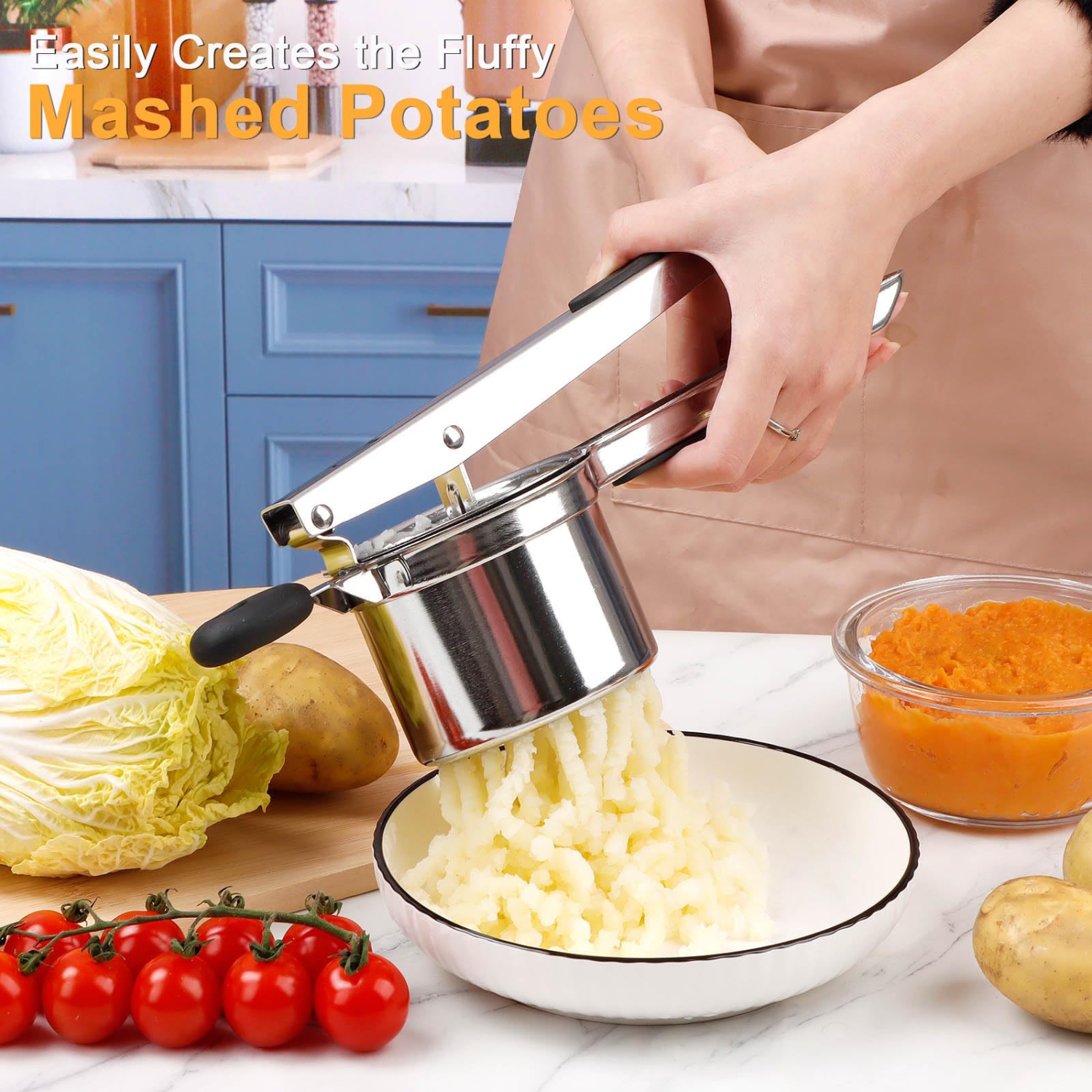 Manual Juicer and Potato Masher, Stainless Steel Fruit Crusher for Juice and Mashed Potatoes