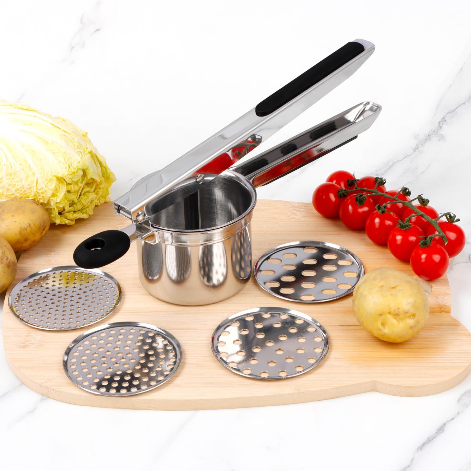 Manual Juicer and Potato Masher, Stainless Steel Fruit Crusher for Juice and Mashed Potatoes