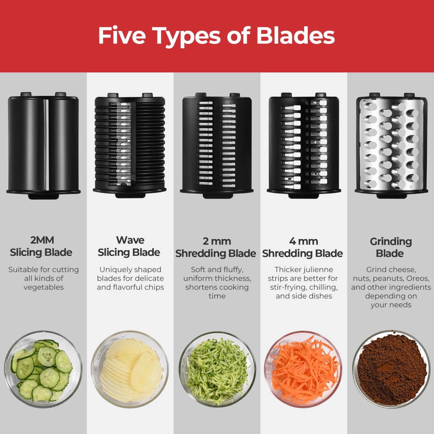 Coupe-légumes électrique avec 5 lames, trancheuse à salade et outil à julienne pour la cuisine