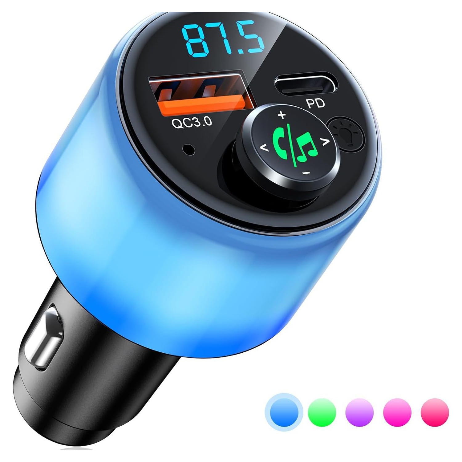 Auto MP3 FM Émetteur Bluetooth pour voiture Chargeur pour l'auto Bluetooth 30&nbsp;W+Qinte 18&nbsp;W Adaptateur émetteur FM BT à recharge rapide