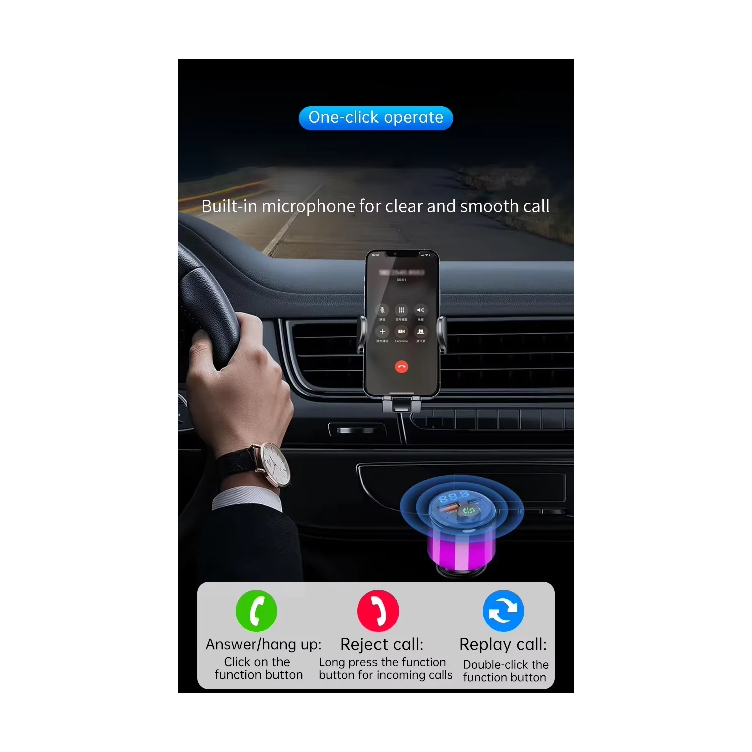 Auto MP3 FM Émetteur Bluetooth pour voiture Chargeur pour l'auto Bluetooth 30 W+Qinte 18 W Adaptateur émetteur FM BT à recharge rapide