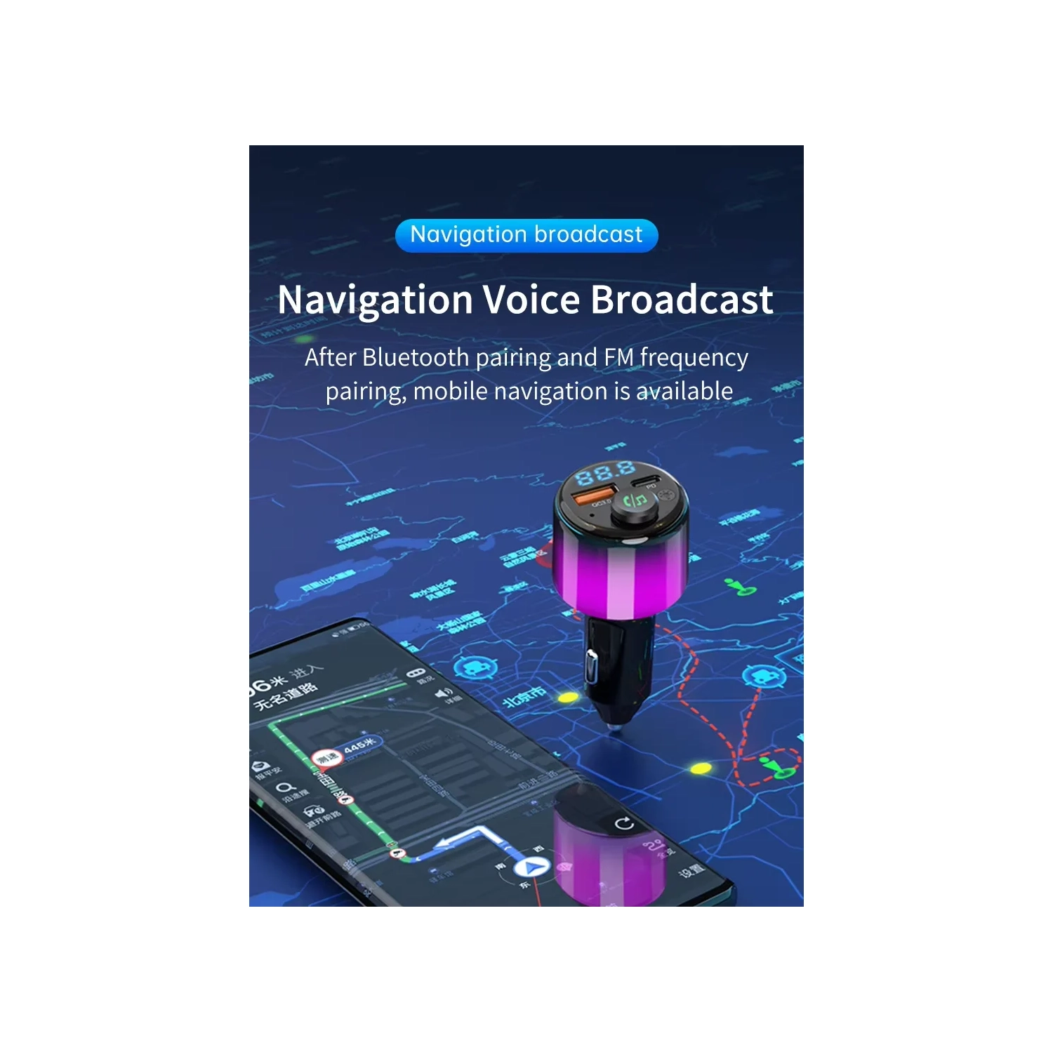Auto MP3 FM Émetteur Bluetooth pour voiture Chargeur pour l'auto Bluetooth 30 W+Qinte 18 W Adaptateur émetteur FM BT à recharge rapide