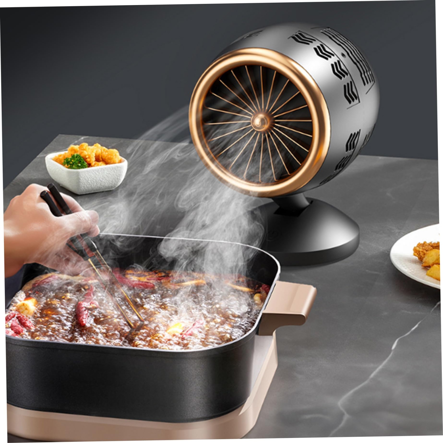 Desktop Range Hood with Filter Sponge USB 360° Rotary Portable Range Hood Height Angle Adjustable Low Noise Detachable Washable Desktop