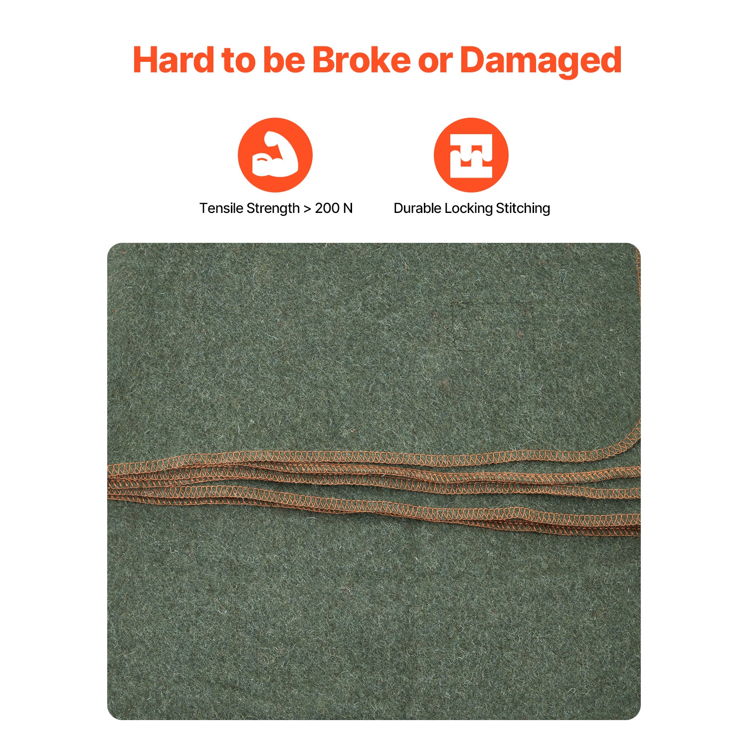 VEVOR 64" x 88" Wool Camping Blanket, Large Warm Stadium Blanket, Waterproof & Windproof, Flame Retardant, Great for Outdoors, Picnics,