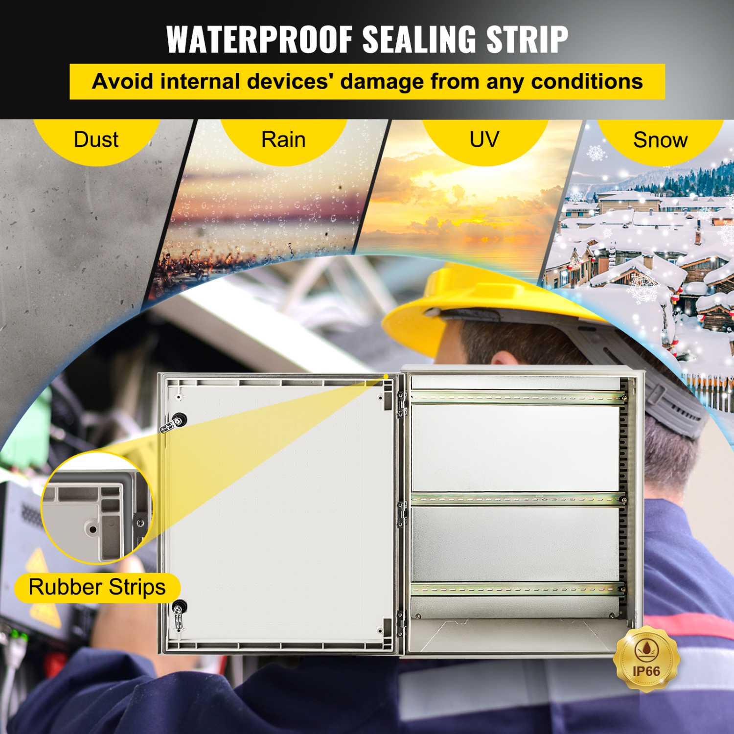 Boîtier électrique en fibre de verre VEVOR 23,6 x 19,7 x 9,1&nbsp;po Boîtier électrique NEMA 3X Boîtier pour équipement électronique IP65 Boîtier