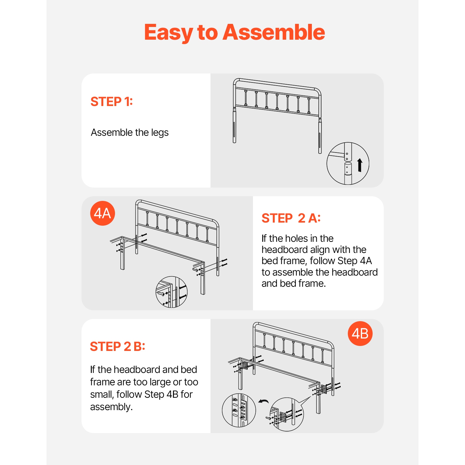 VEVOR W59.65 x H40.55 x D1.5 inches Metal Headboard, Queen Size Headboard with Adjustable Height, Metal Headboard for Queen Size Bed, Ideal for