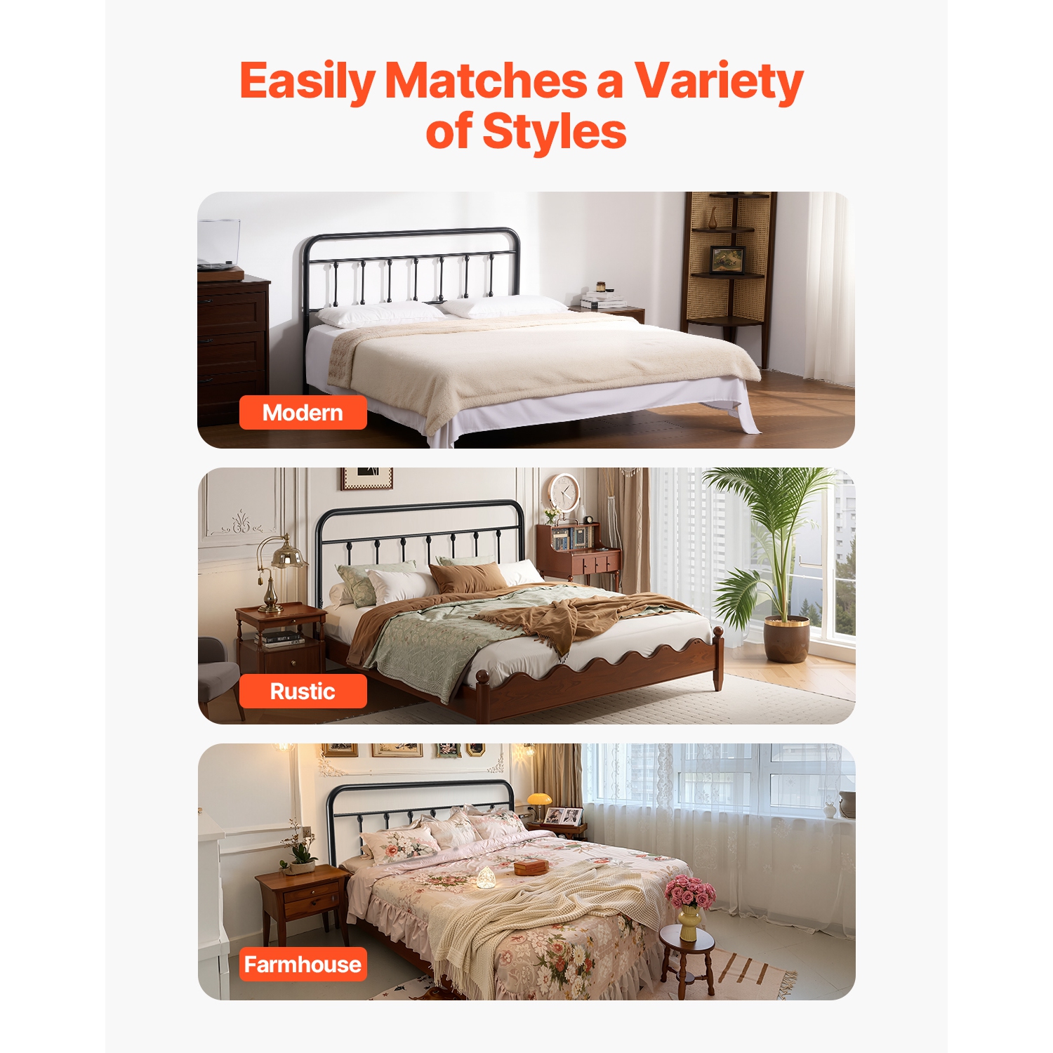 VEVOR W59.65 x H40.55 x D1.5 inches Metal Headboard, Queen Size Headboard with Adjustable Height, Metal Headboard for Queen Size Bed, Ideal for