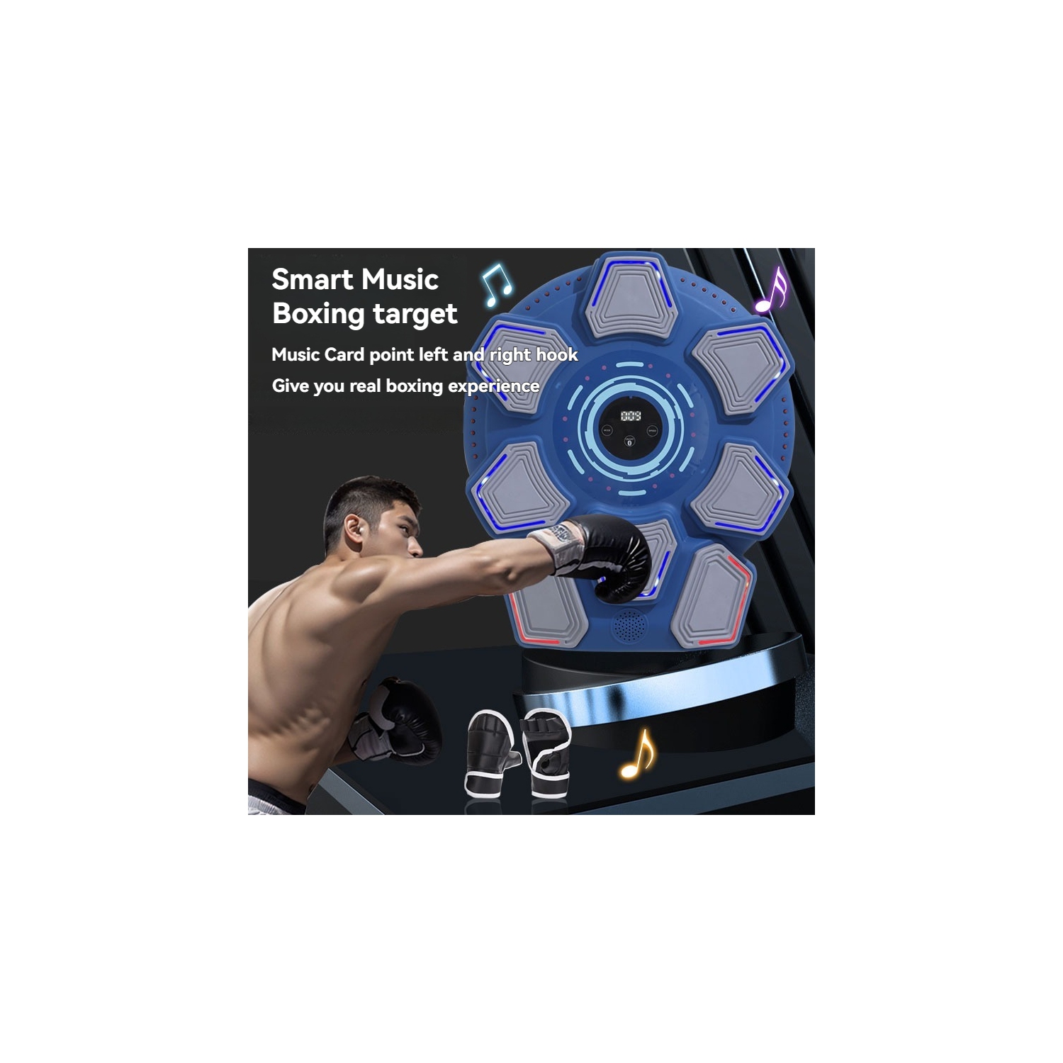 Machine de boxe de musique Bluetooth Home Wall Target Trainer adulte enfant sac de sable Home Fitness boxe cible blanche