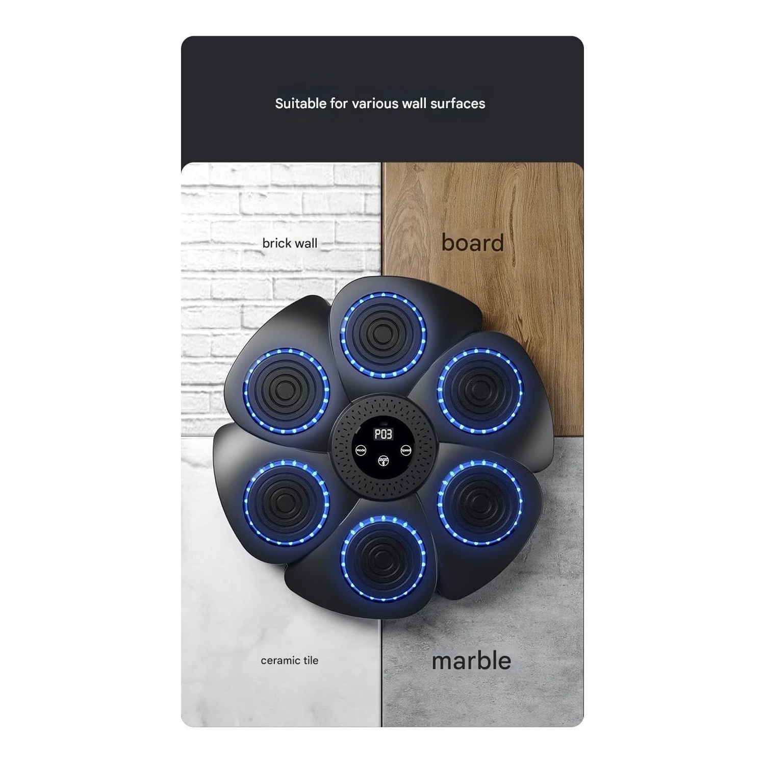 Entraîneur de boxe suspendu pour le mur de boxe de la maison cible de boxe – cible de boxe noire + demi-gants de boxe avec doigts