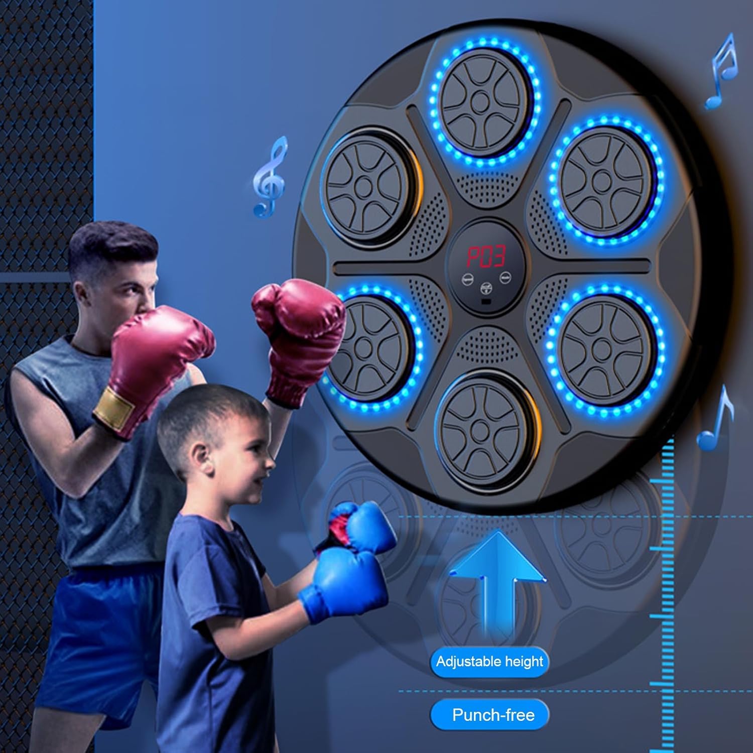 Boxe intelligente, système d'entraînement intelligent Bluetooth mural avec lumière LED, mise au point électronique, entraînement d'agilité - comprend