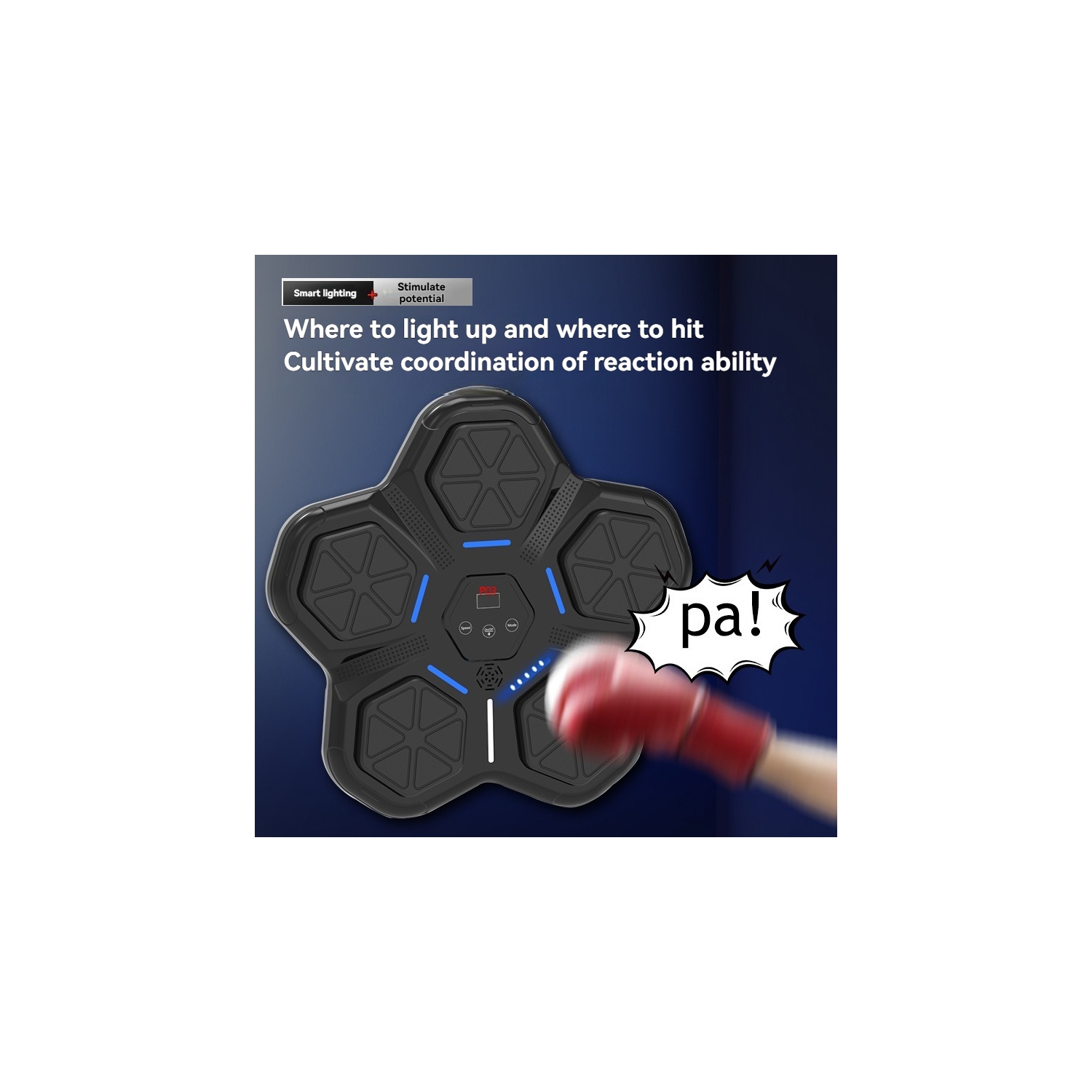 Machine à boxe de musique Équipement de mise en forme intelligent Bluetooth RGB Comptage cible 9 modes de boxe/Universel pour enfants et