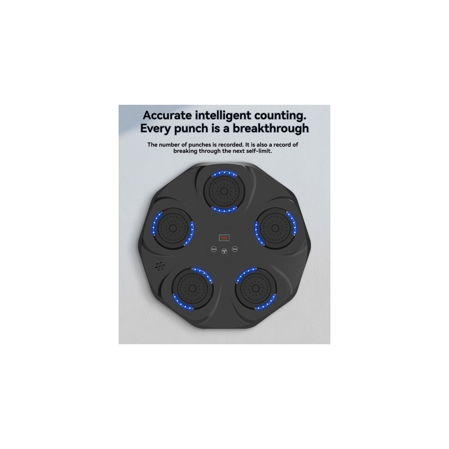 A fitness tool to relieve stress | Smart music boxing wall target, real-time hitting feedback + blue light effect, home boxing training sandbag