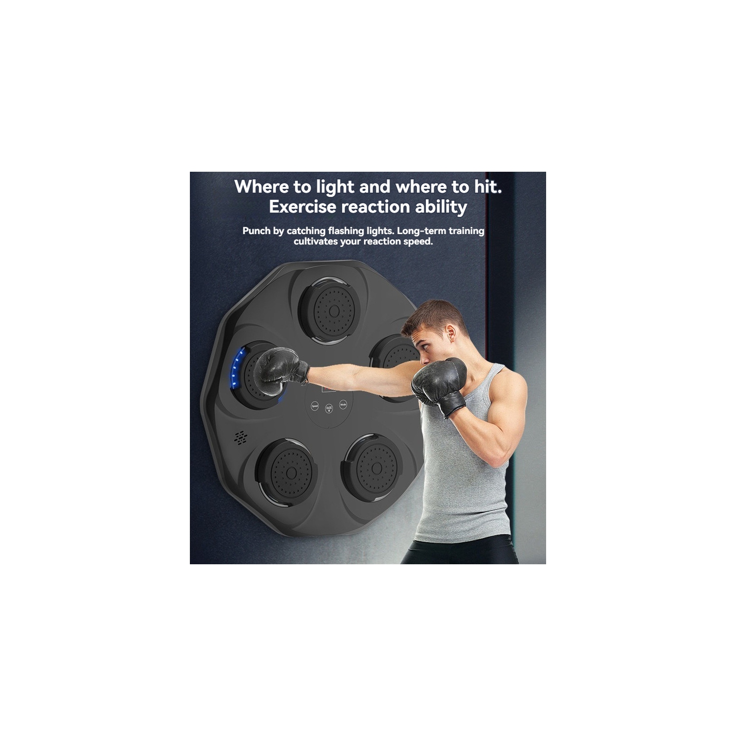 A fitness tool to relieve stress | Smart music boxing wall target, real-time hitting feedback + blue light effect, home boxing training sandbag