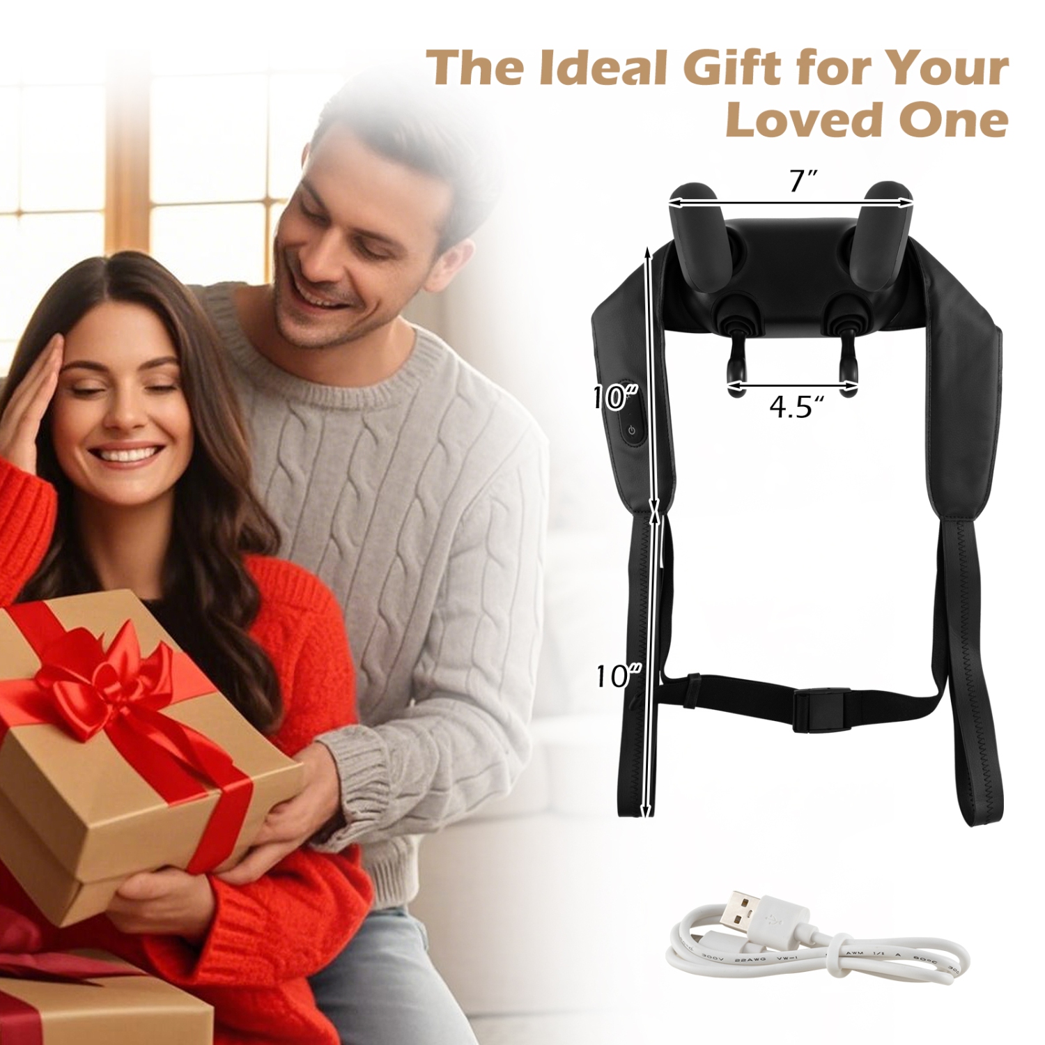 Gymax Neck Shoulder Massager w/ 2 Heat Levels for Pain Relief Neck Massager Pillow