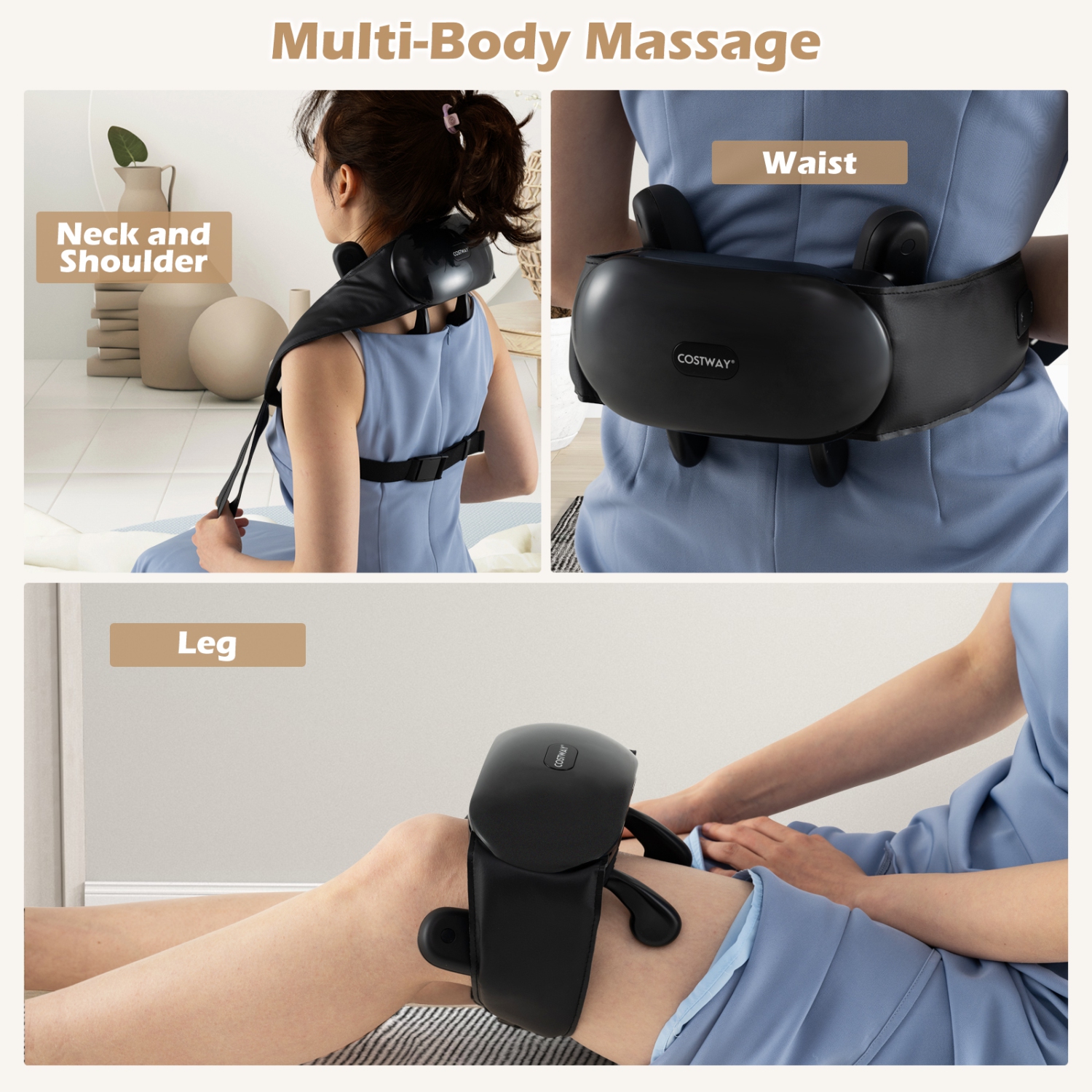 Gymax Neck Shoulder Massager w/ 2 Heat Levels for Pain Relief Neck Massager Pillow