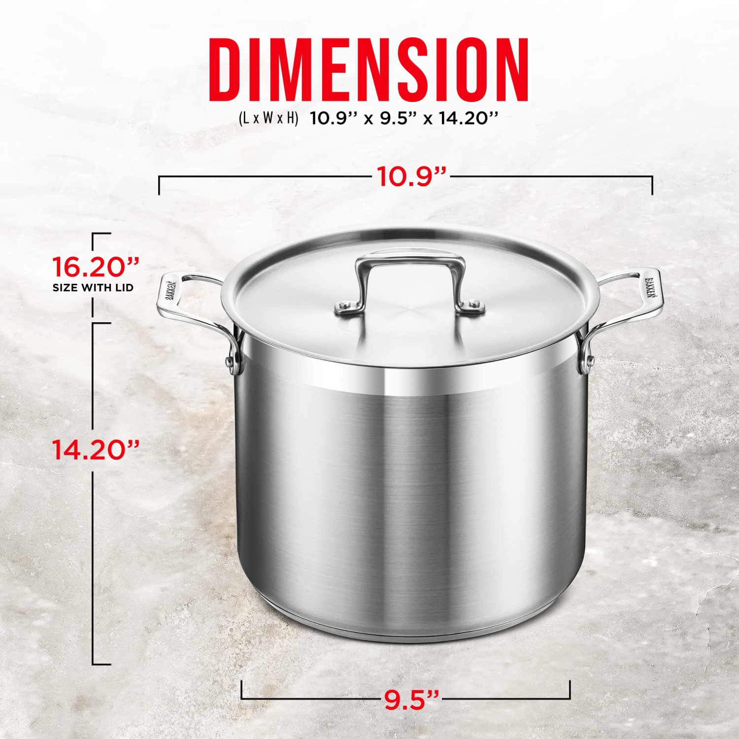 Stockpot – 12 Quart – Brushed Stainless Steel – Heavy Duty Induction Pot with Lid and Riveted Handles – For Soup, Seafood, Stock, Canning and for