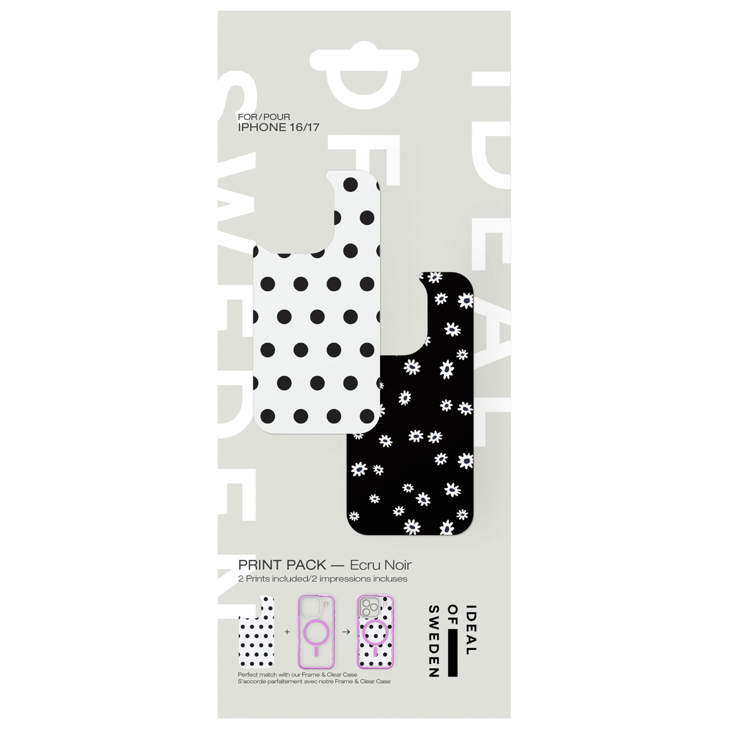 Ideal Of Sweden Print Pack for iPhone 17 - Ecru Noir