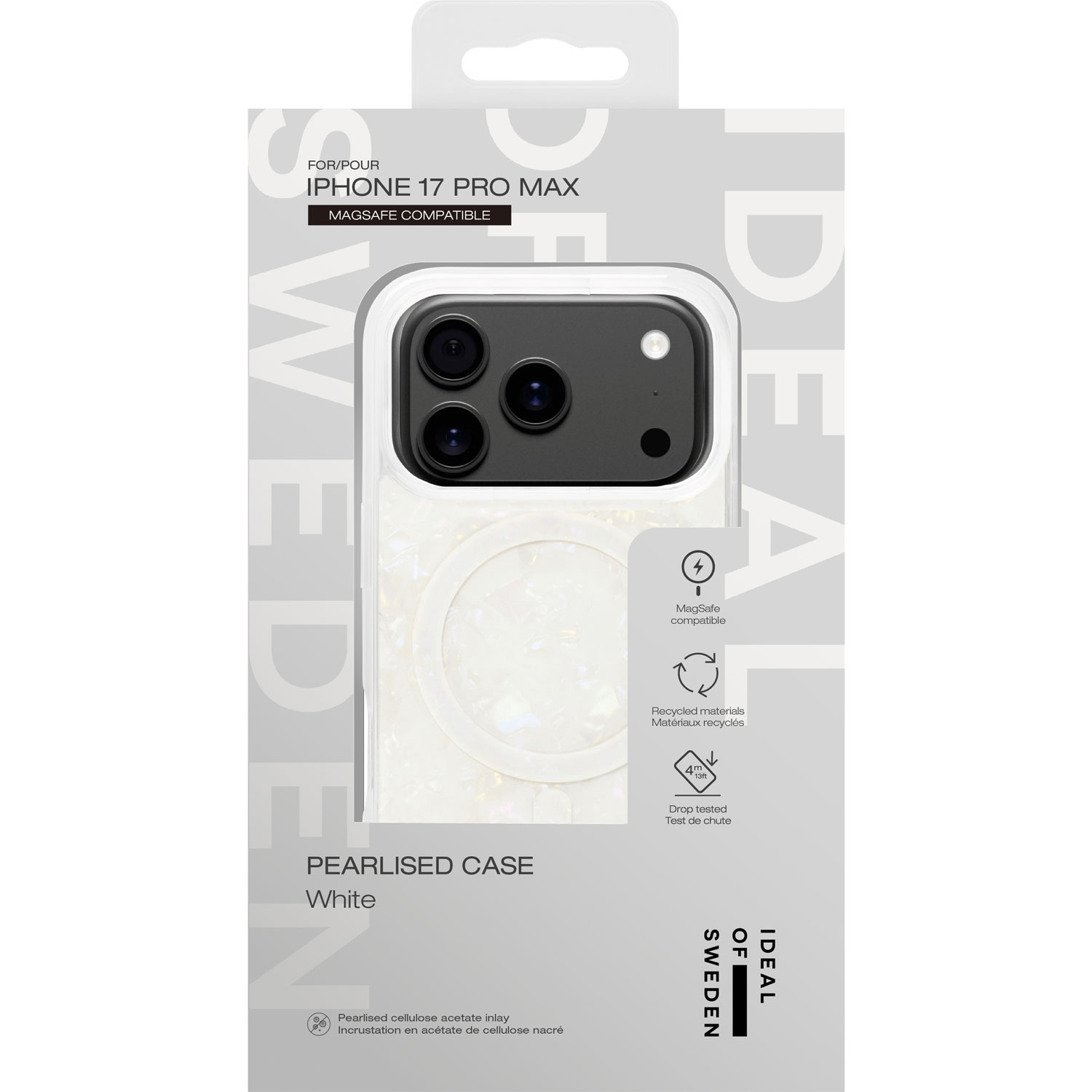 Ideal Of Sweden Pearlised Fitted Hard Shell Case with MagSafe for iPhone 17 Pro Max - White