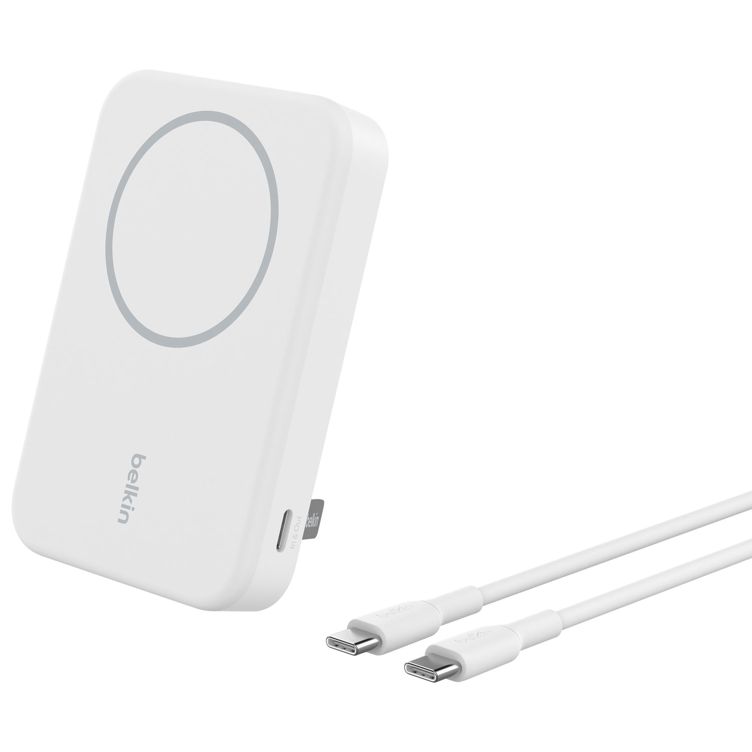 Belkin BoostCharge Pro Magnetic 10000 mAh Power Bank with Qi2 15W Charging + Cable - White