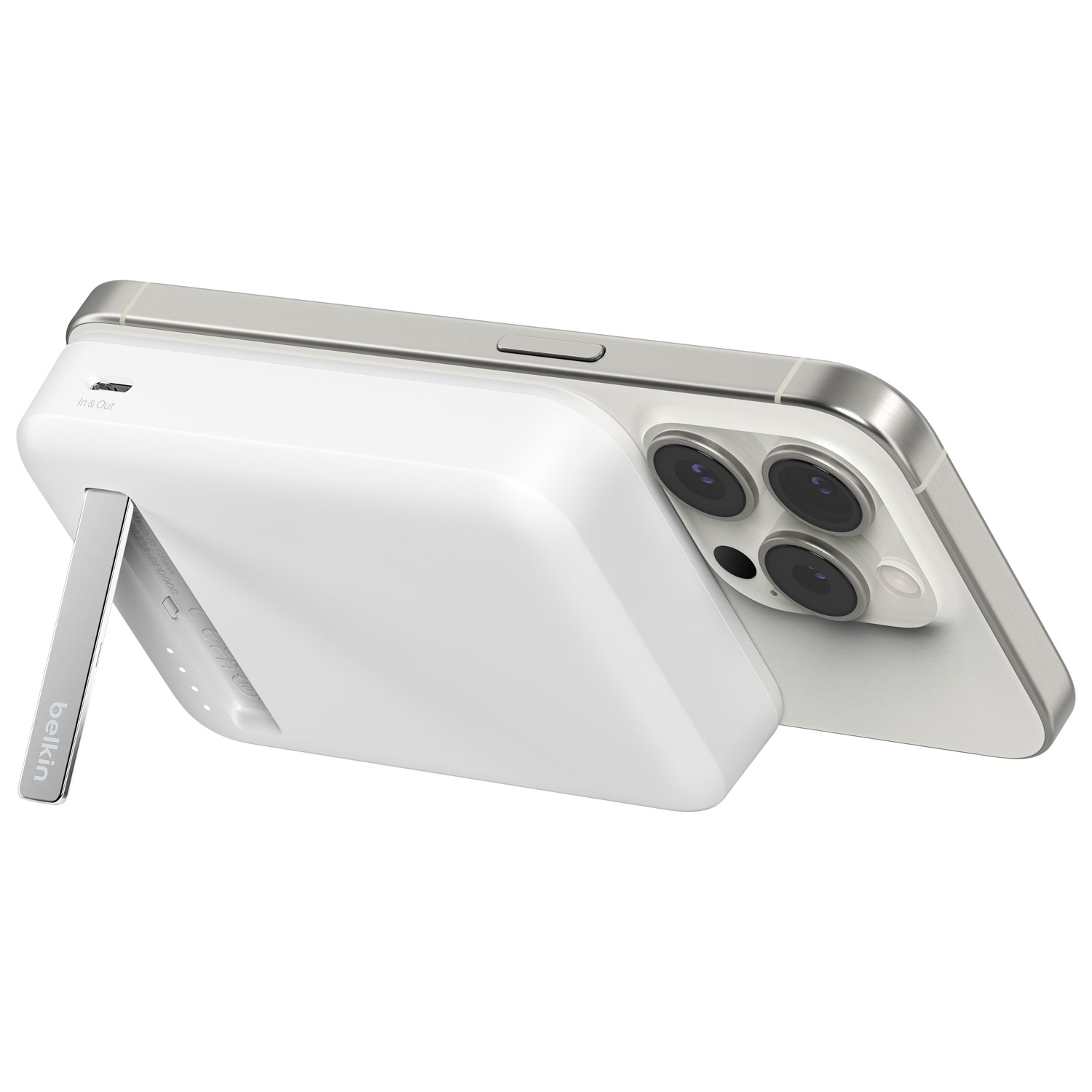 Belkin BoostCharge Pro Magnetic 10000 mAh Power Bank with Qi2 15W Charging + Cable - White