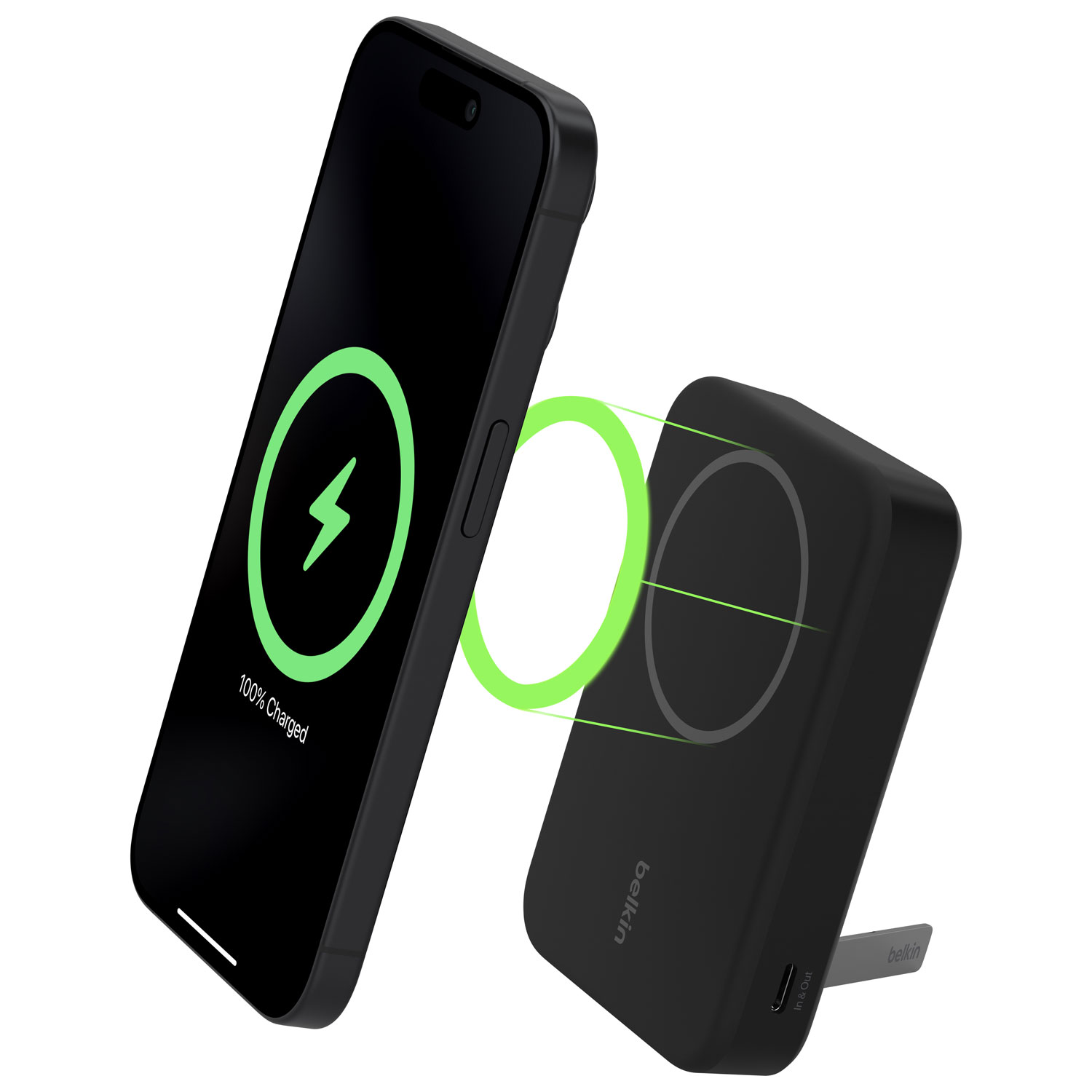 Chargeur portable magnétique de 10000 mAh BoostCharge Pro de Belkin avec chargeur Qi2 de 15 W et câble - Noir