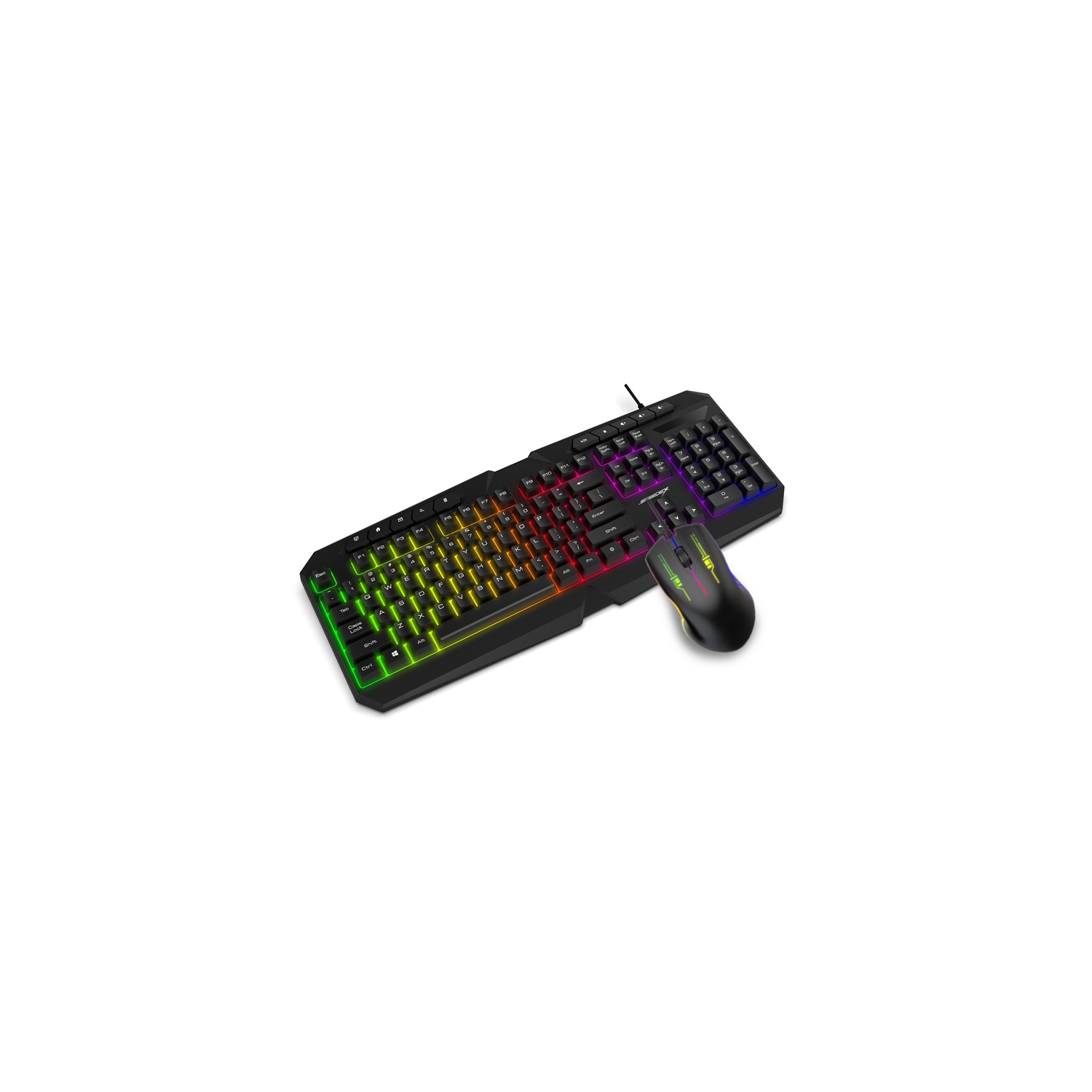 Speedex 3-in-1 Multimedia Rainbow backlighting wired gaming keyboard + Mouse + Cloth Surface Mouse Pad Combo Set_Black