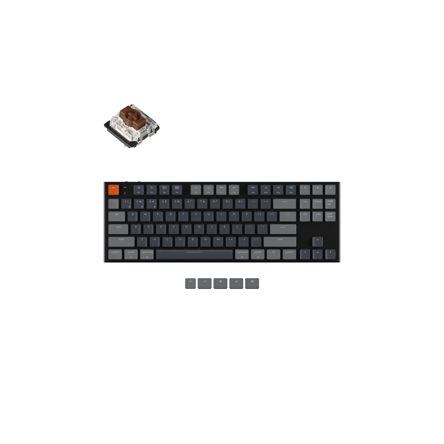Keychron K1 Wireless and Wired Low Profile Mechanical Keyboard with RGB LED|Gateron Brown Switches|for Windows/Mac OS/Android - TKL Layout|Aluminum