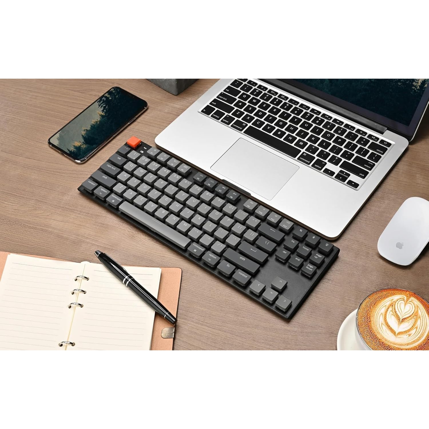 Keychron K1 Wireless and Wired Low Profile Mechanical Keyboard with RGB LED|Gateron Brown Switches|for Windows/Mac OS/Android - TKL Layout|Aluminum