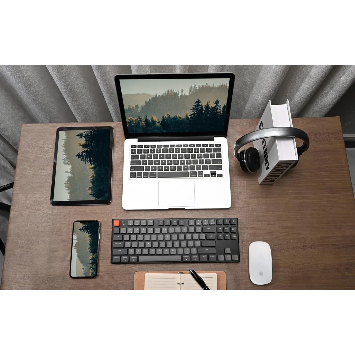 Keychron K1 Wireless and Wired Low Profile Mechanical Keyboard with RGB LED|Gateron Brown Switches|for Windows/Mac OS/Android - TKL Layout|Aluminum