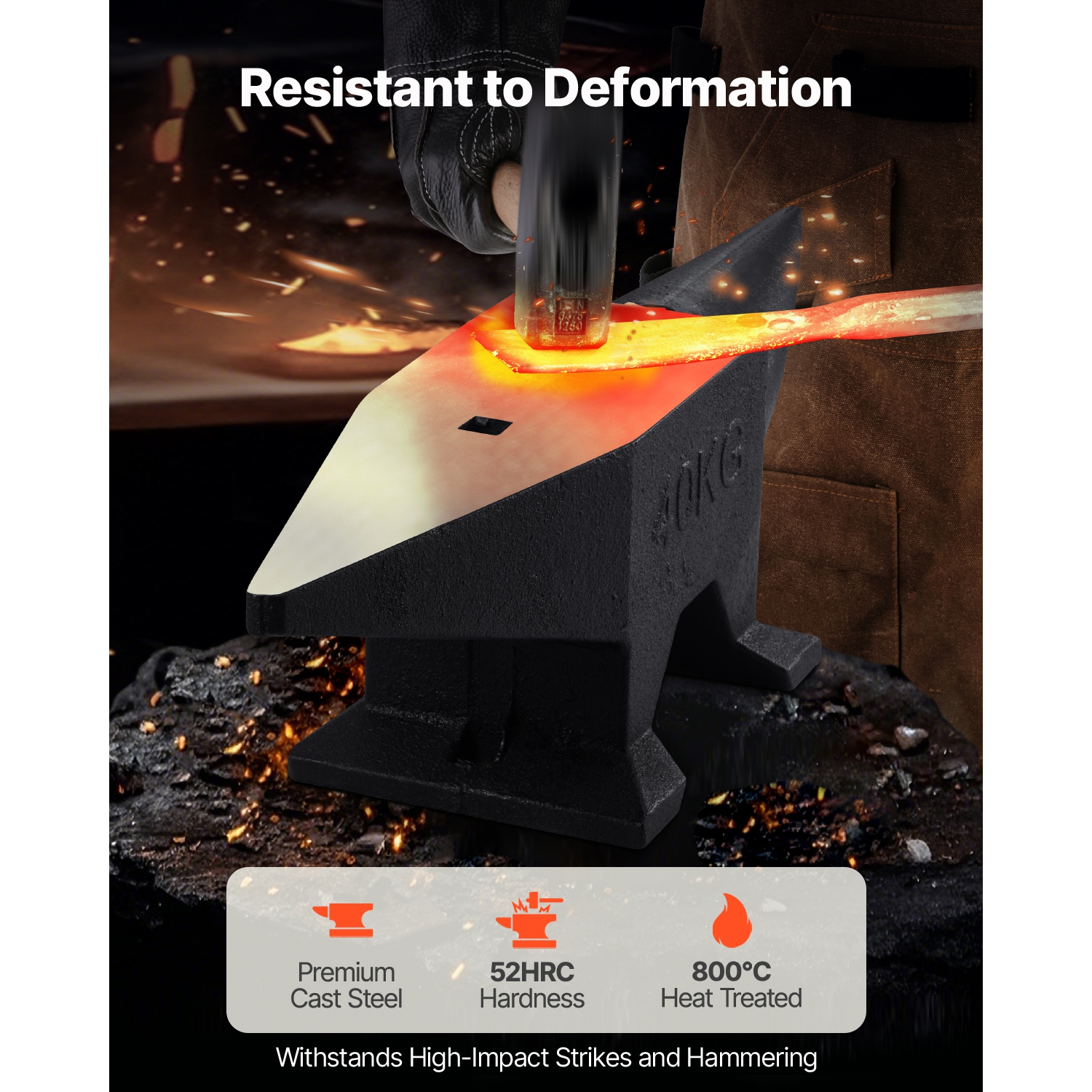 VEVOR 86 Lbs Cast Iron Anvil, Single Horn Anvil with Large Countertop and Stable Base, High Hardness Rugged Round Horn Anvil Blacksmith, for Bending,