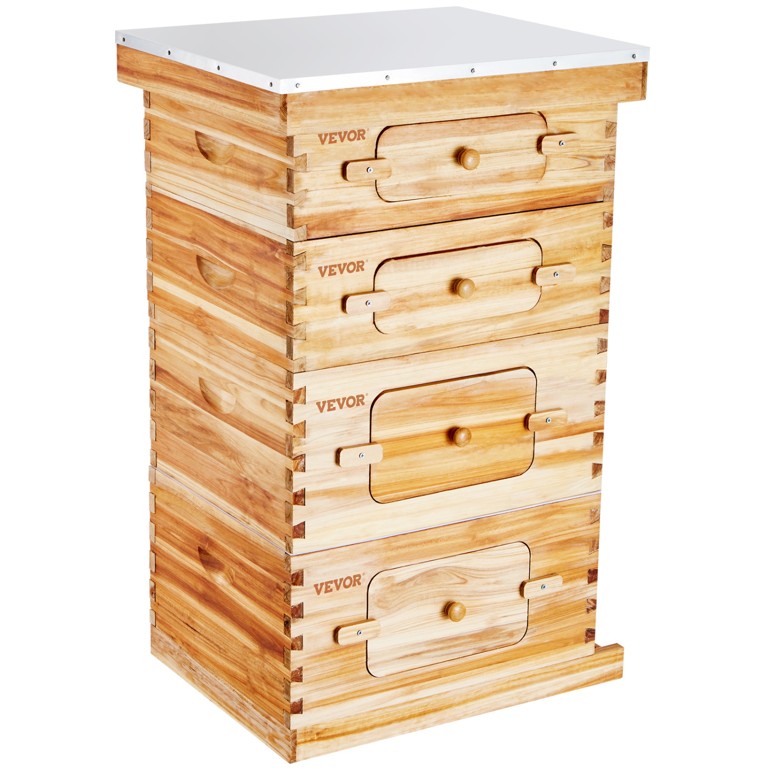 VEVOR 40 Frame Bee Hives Starter Kit, Beeswax Coated Fir Wood, 2 Deep + 2 Medium Bee Boxes Langstroth Beehive Kit, Transparent Acrylic Windows with