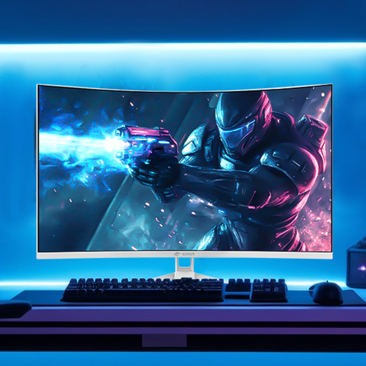 CRUA 32" 4K UHD 160Hz Curved Gaming Monitor, 1500R, VA Panel, 120% sRGB, FreeSync, HDMI 2.1 & DP 1.4, Built-in Speakers, RGB Lighting, Wall