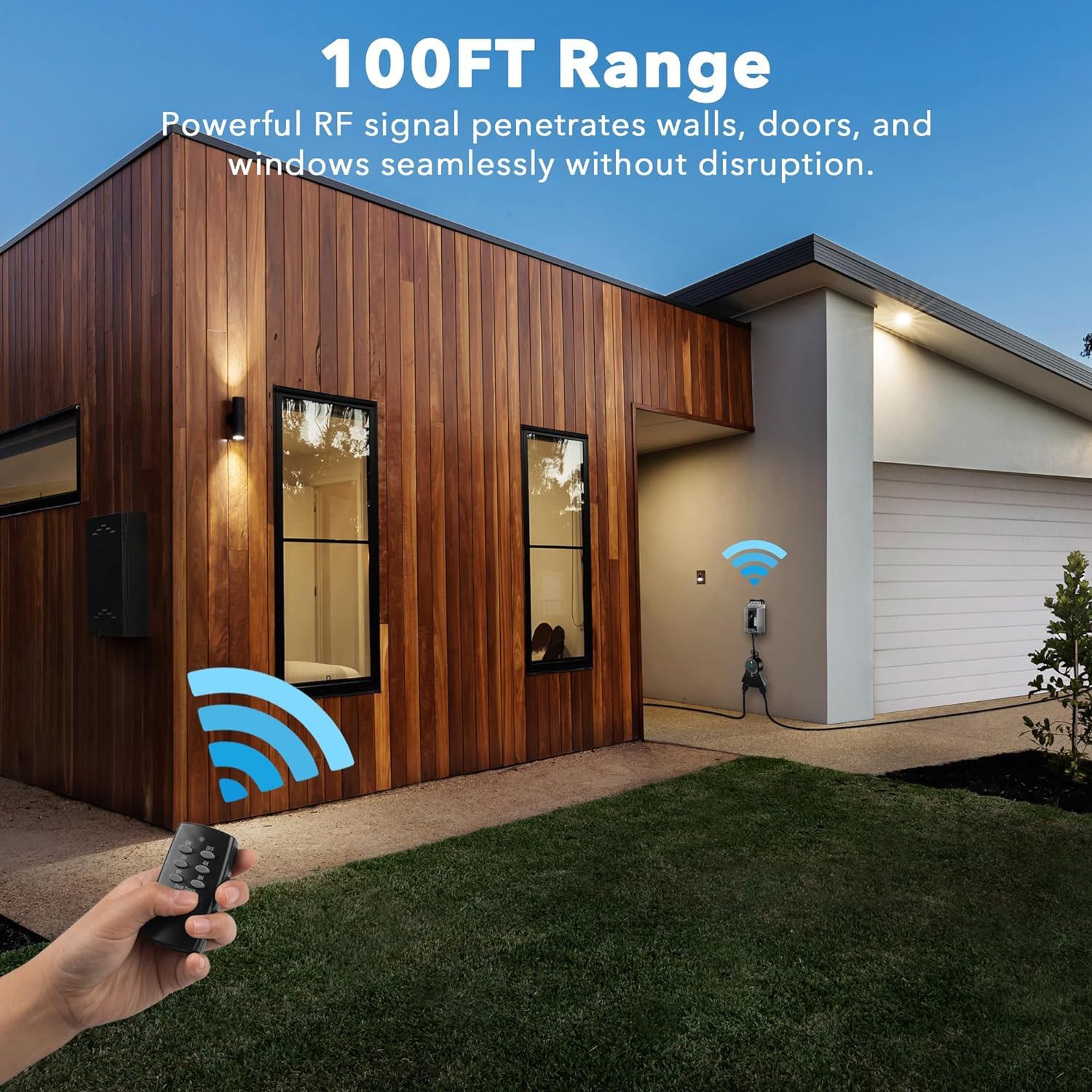 24-Hour Water Resistant Photoelectric Countdown Timer Photocell Light Sensor 3 Grounded Outlets Remote Control (100 ft Range) for Home and Garde