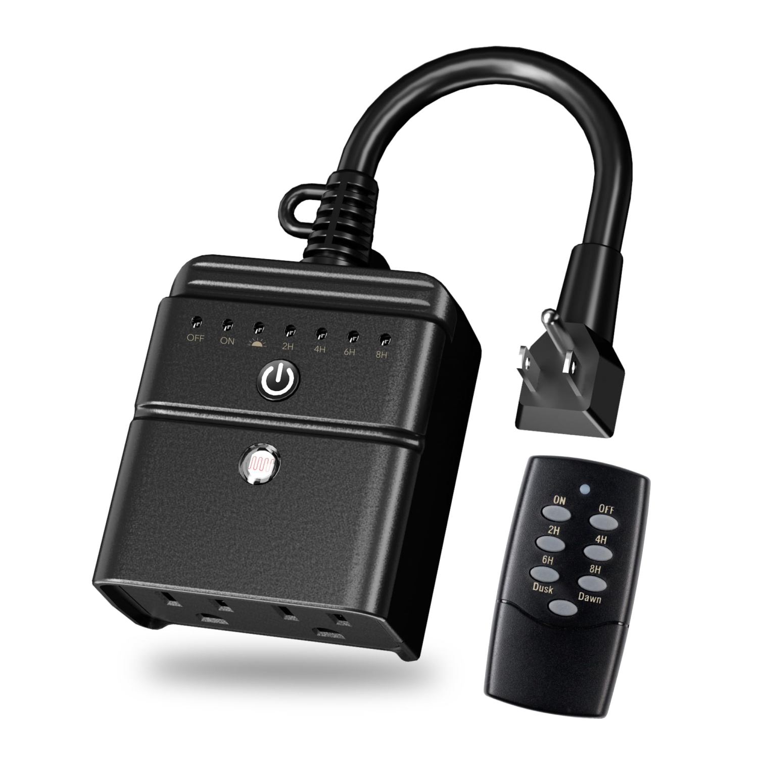 Minuterie d'éclairage, capteur de lumière crépuscule à aube, télécommande de 100 pi avec 2 prises électriques mises à la terre