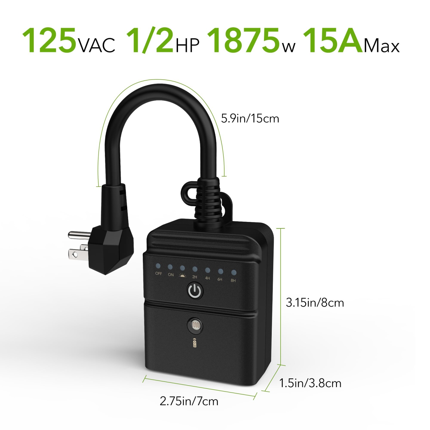 Minuterie d'éclairage, capteur de lumière crépuscule à aube, télécommande de 100 pi avec 2 prises électriques mises à la terre