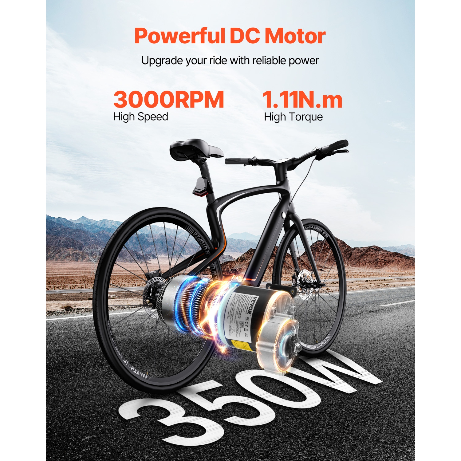 VEVOR 350W Electric Powerful DC Motor, 24V 3000rpm Go Kart Electric Brushed Motor, Electric Dirt Bike Motor Engine for E-Bike Motorcycle Scooter DIY