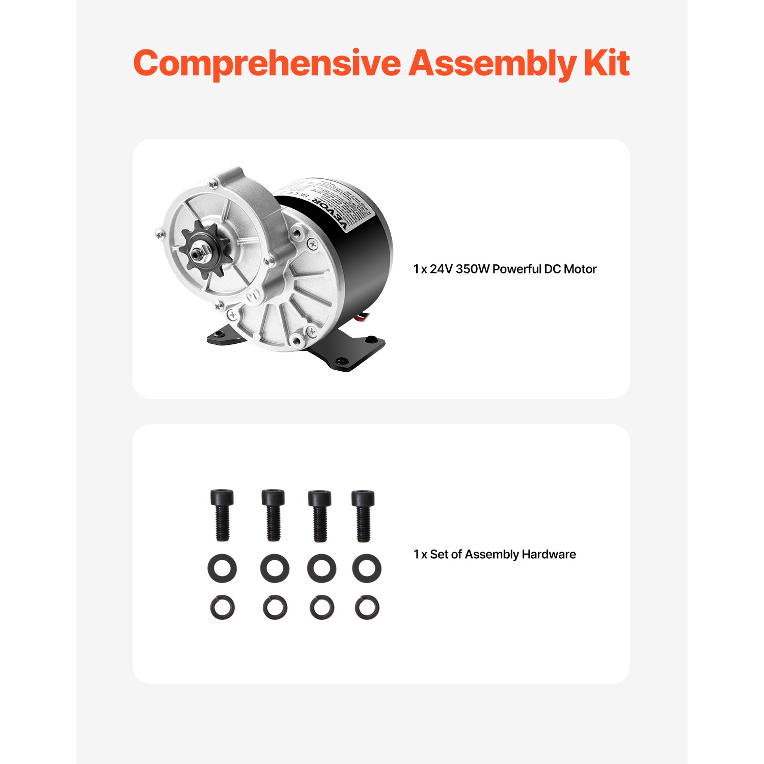 VEVOR 350W Electric Powerful DC Motor, 24V 3000rpm Go Kart Electric Brushed Motor, Electric Dirt Bike Motor Engine for E-Bike Motorcycle Scooter DIY