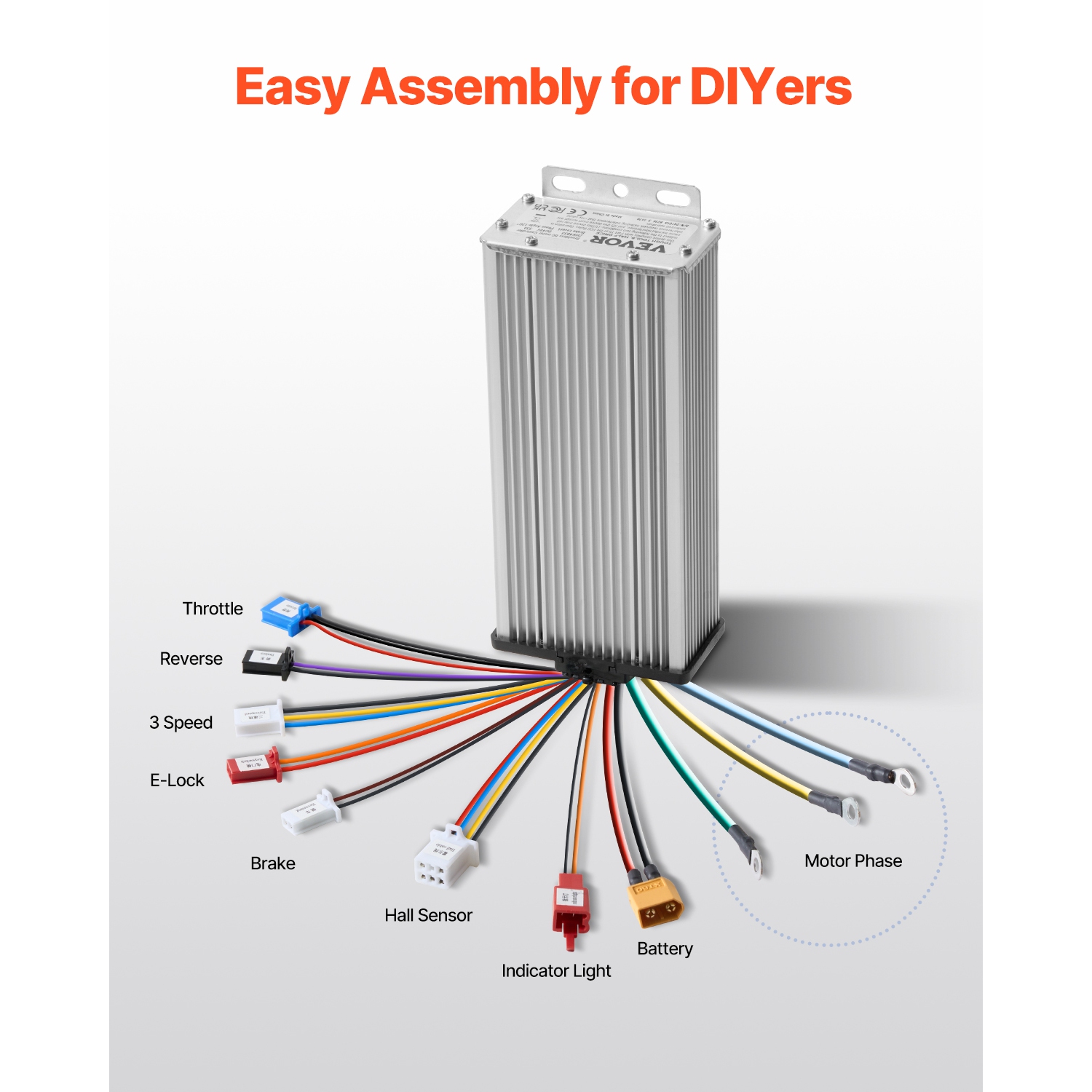 VEVOR 2000W Electric Brushless DC Motor Kit - 48V 4300rpm Motor with Upgraded Speed Controller and Throttle Grip Kit for Go Karts E-Bike Motorcycle