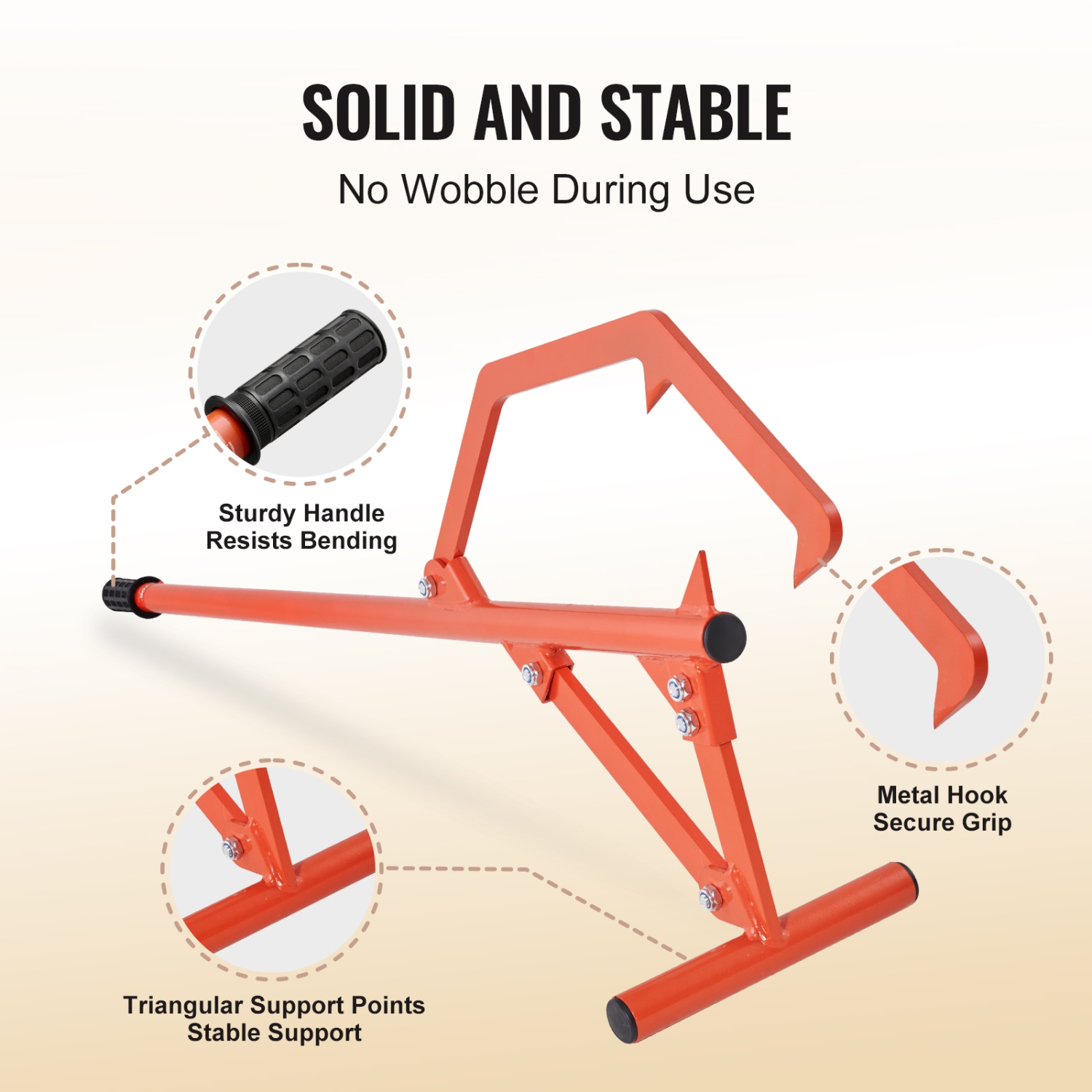 VEVOR 46.5 in Timberjack, Heavy Duty Steel Log Roller, Log Lifter with Adjustable Cant Hook, Logging Tools Log Jack for Logs Ups to 25" Dia, for