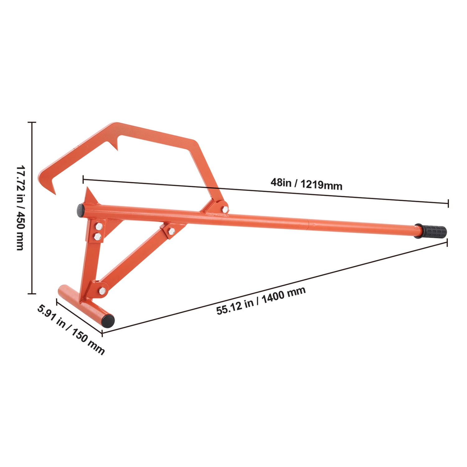 VEVOR 46.5 in Timberjack, Heavy Duty Steel Log Roller, Log Lifter with Adjustable Cant Hook, Logging Tools Log Jack for Logs Ups to 25" Dia, for