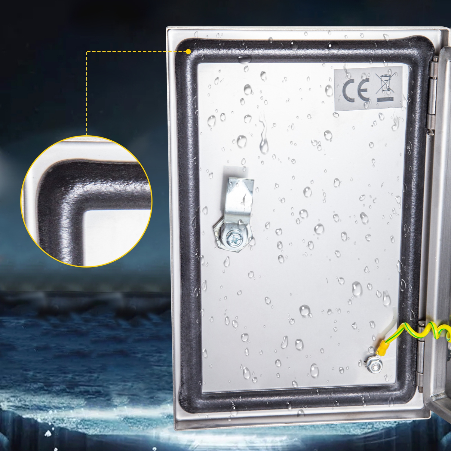 VEVOR 16" x 12" x 8" Steel Electrical Box Electrical Enclosure Box 304 Stainless Steel Electronic Equipment Enclosure Box IP65 Weatherproof