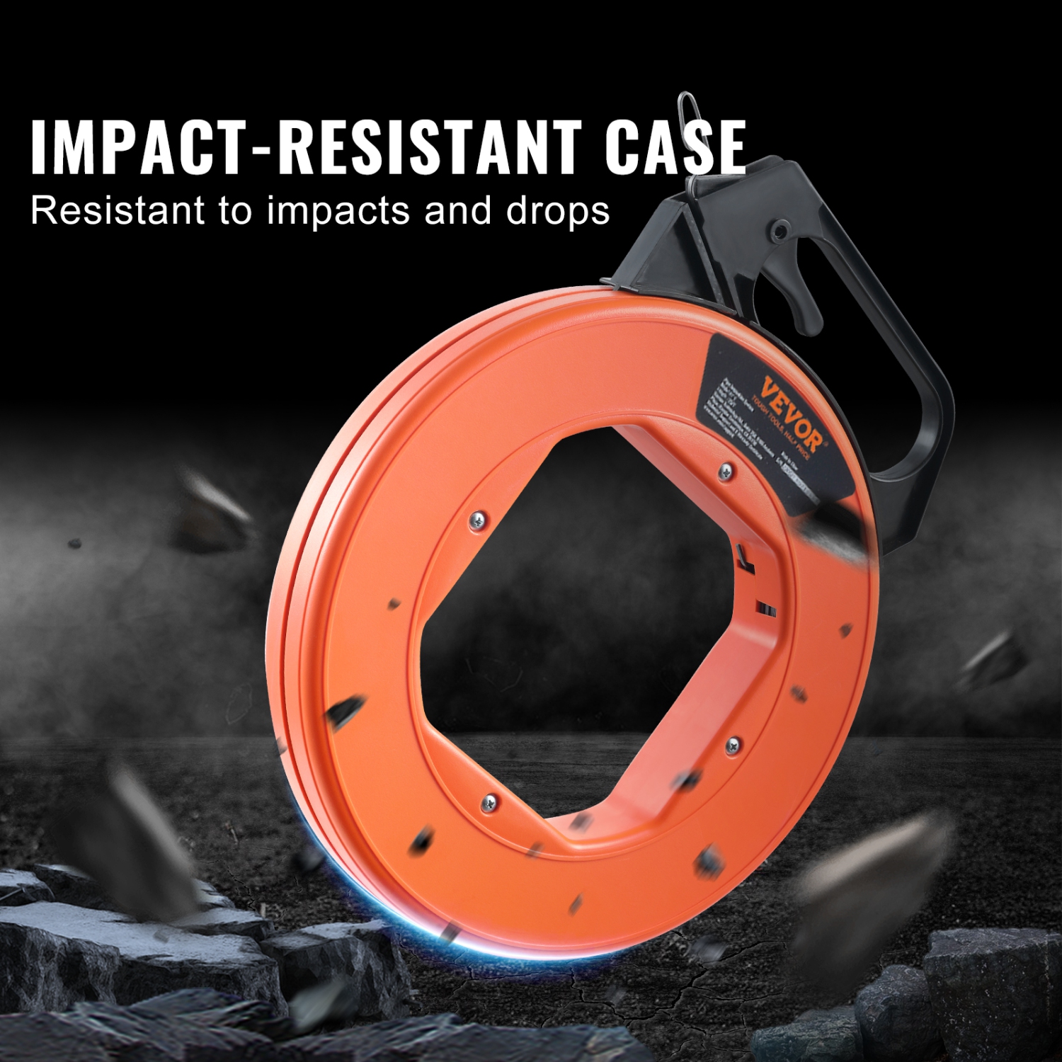 VEVOR 240-foot Fish Tape, 1/8-inch, Steel Wire Puller with Optimized Housing and Handle, Easy-to-Use Cable Puller Tool,Flexible Wire Fishing Tools