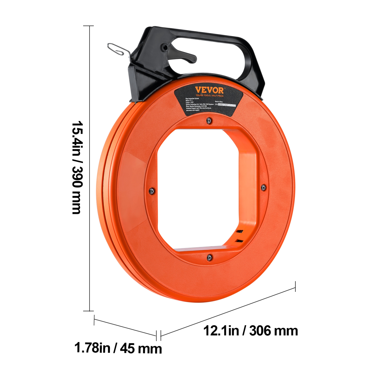 VEVOR 240-foot Fish Tape, 1/8-inch, Steel Wire Puller with Optimized Housing and Handle, Easy-to-Use Cable Puller Tool,Flexible Wire Fishing Tools
